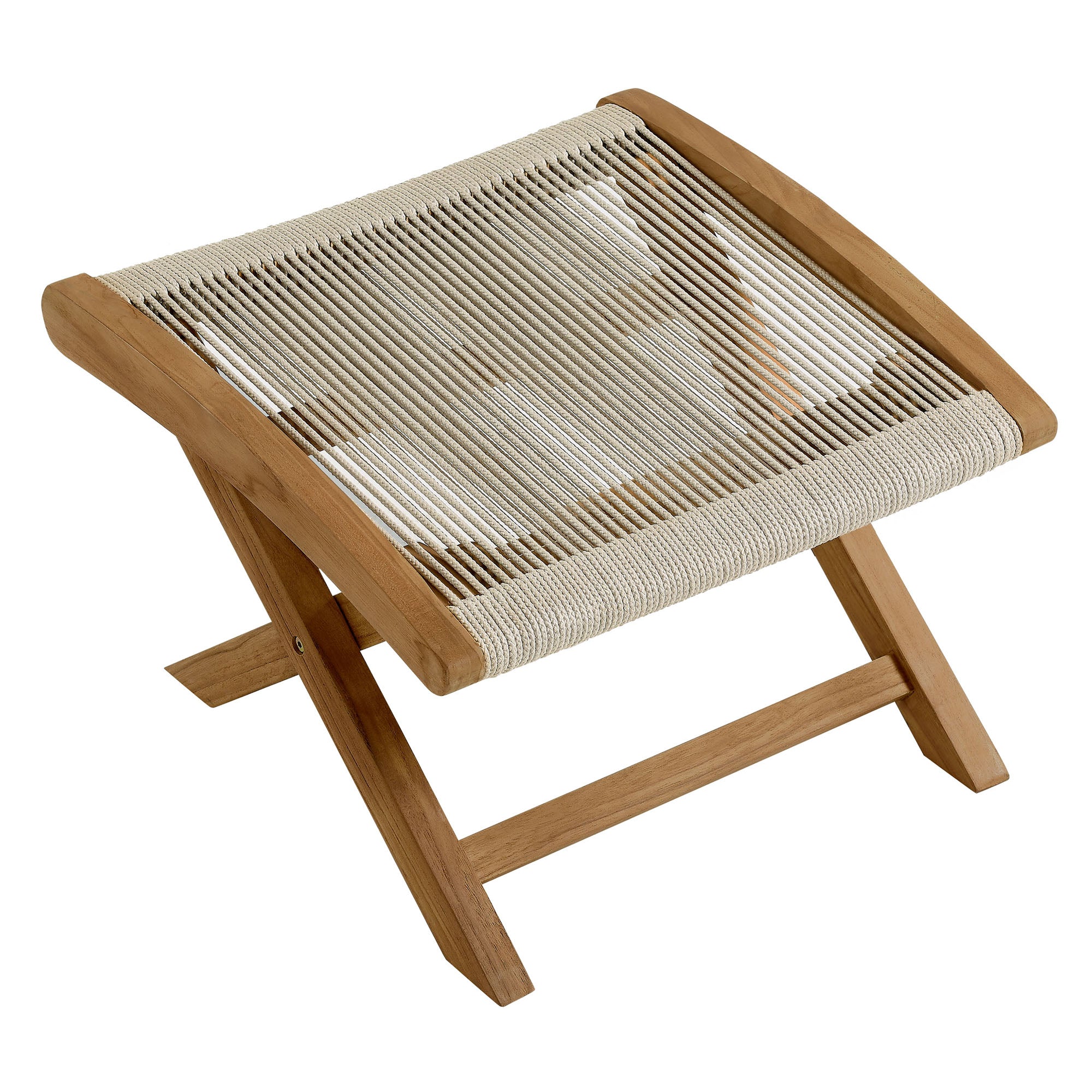 Vienna Outdoor Patio Teak and Rope Folding Ottoman by Modway - Best Buy Furniture