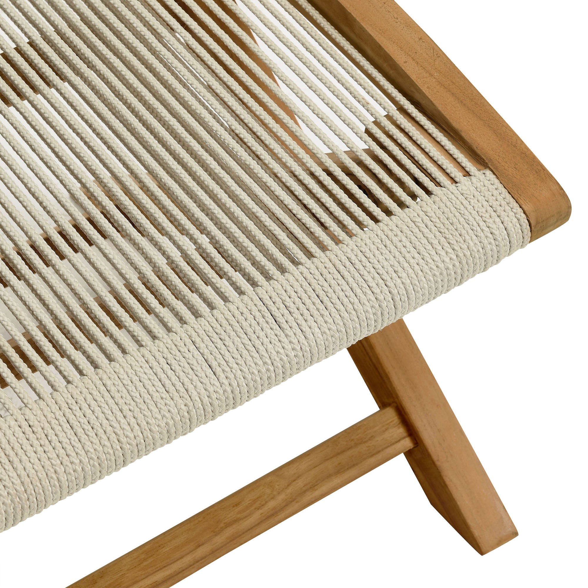 Vienna Outdoor Patio Teak and Rope Folding Ottoman by Modway - Best Buy Furniture