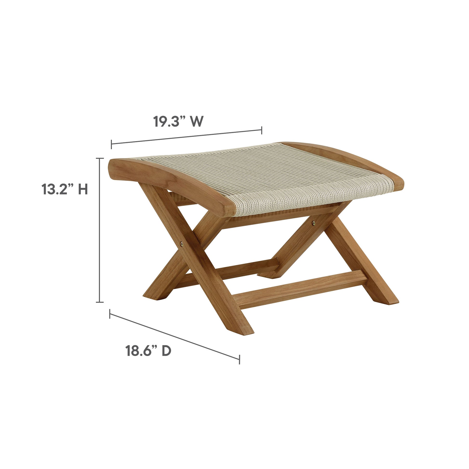 Vienna Outdoor Patio Teak and Rope Folding Ottoman by Modway - Best Buy Furniture