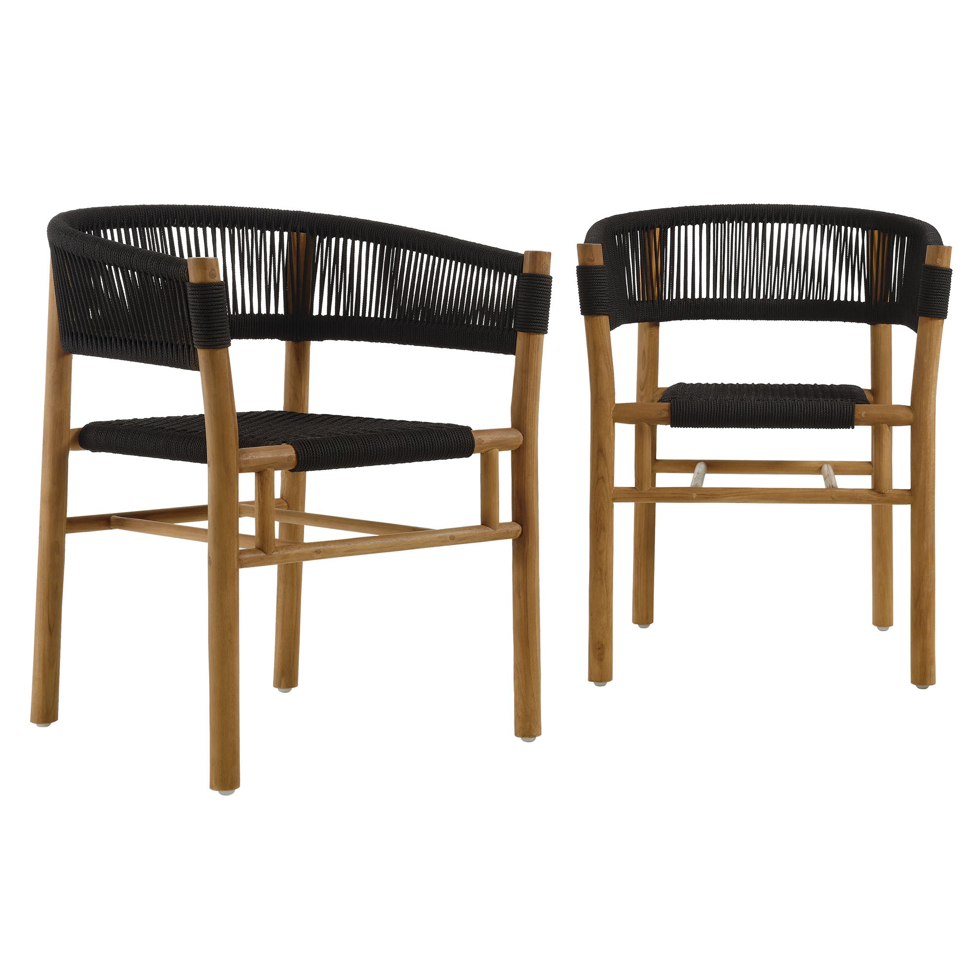 Vienna Outdoor Patio Teak and Rope Curved-Back Dining Armchairs Set of 2 by Modway - Best Buy Furniture