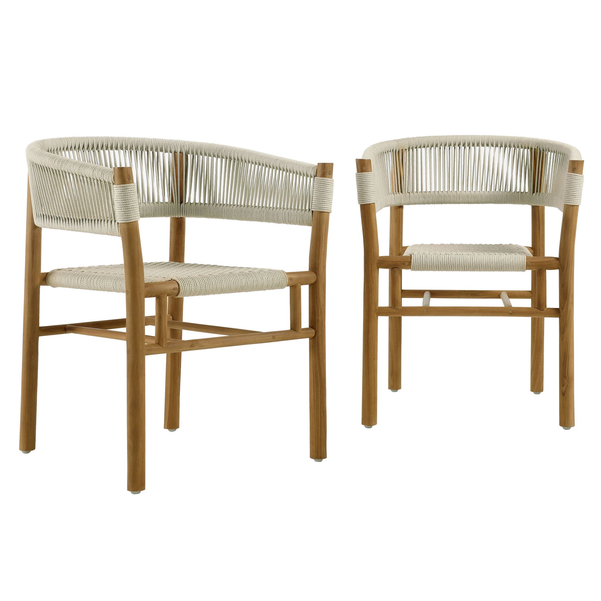 Vienna Outdoor Patio Teak and Rope Curved-Back Dining Armchairs Set of 2 by Modway - Best Buy Furniture