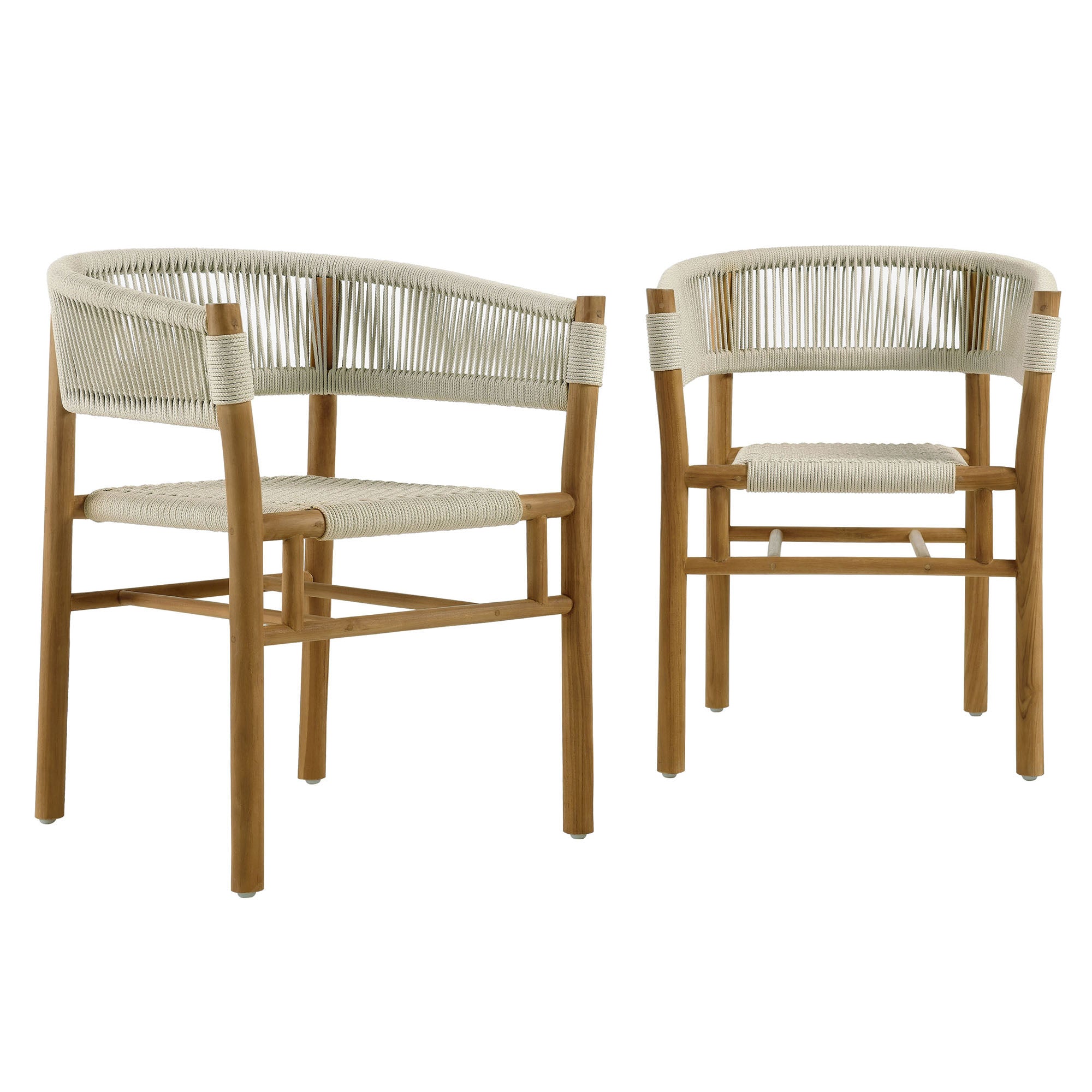 Vienna Outdoor Patio Teak and Rope Curved-Back Dining Armchairs Set of 2 by Modway - Best Buy Furniture
