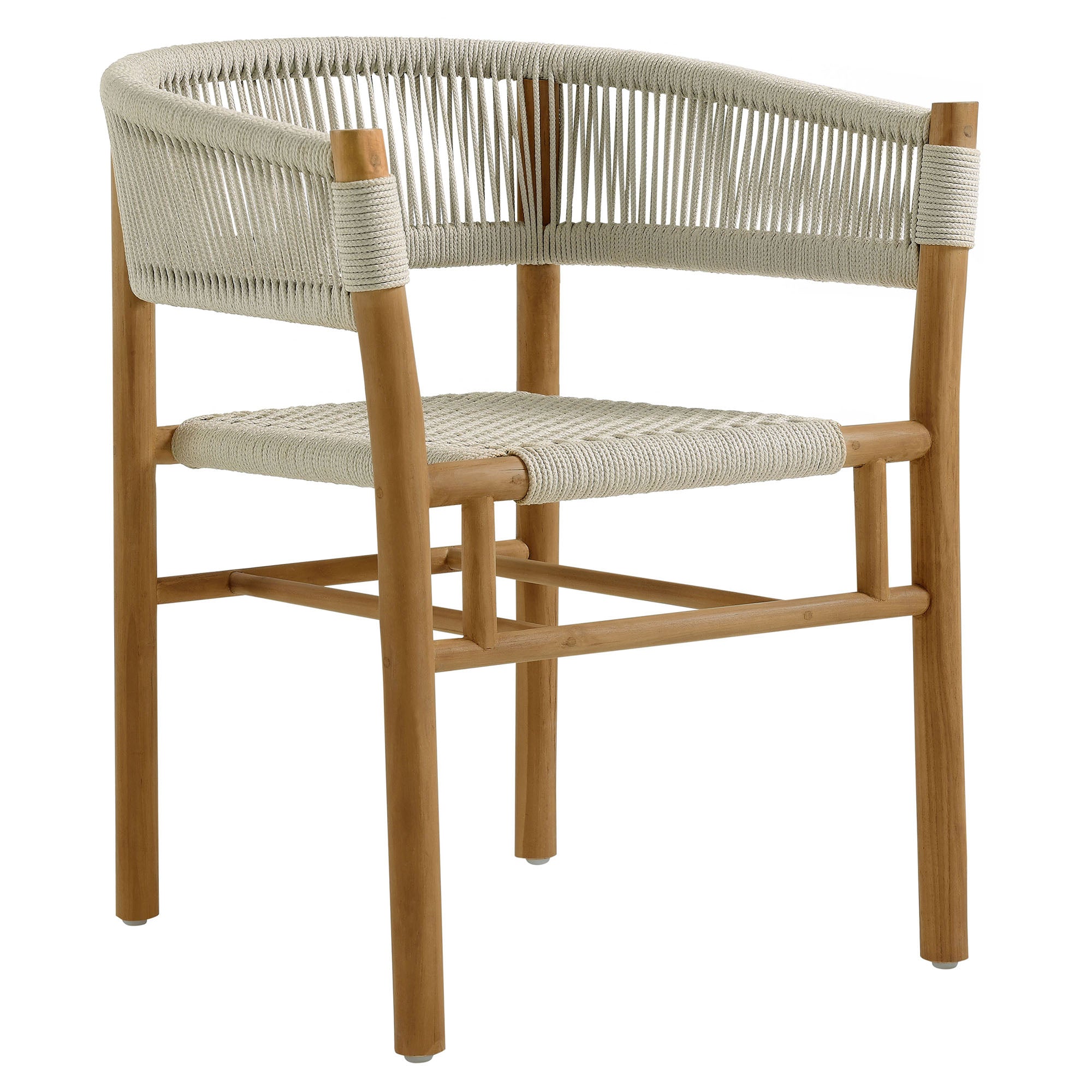 Vienna 5-Piece Outdoor Patio Teak and Rope Dining Set with Curved-Back Armchairs by Modway - Best Buy Furniture
