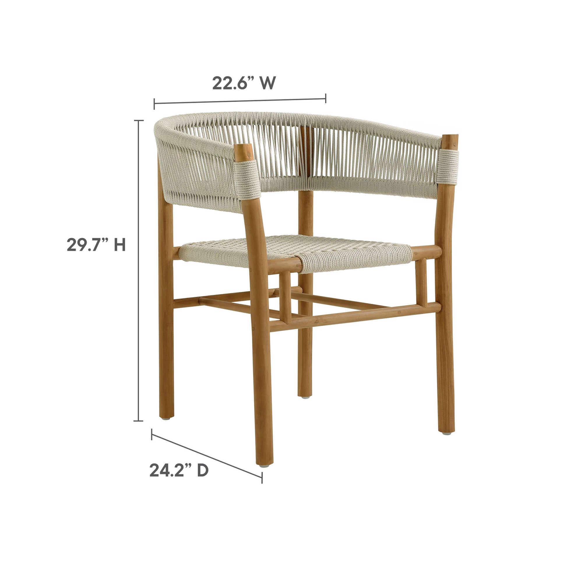 Vienna Outdoor Patio Teak and Rope Curved-Back Dining Armchairs Set of 2 by Modway - Best Buy Furniture