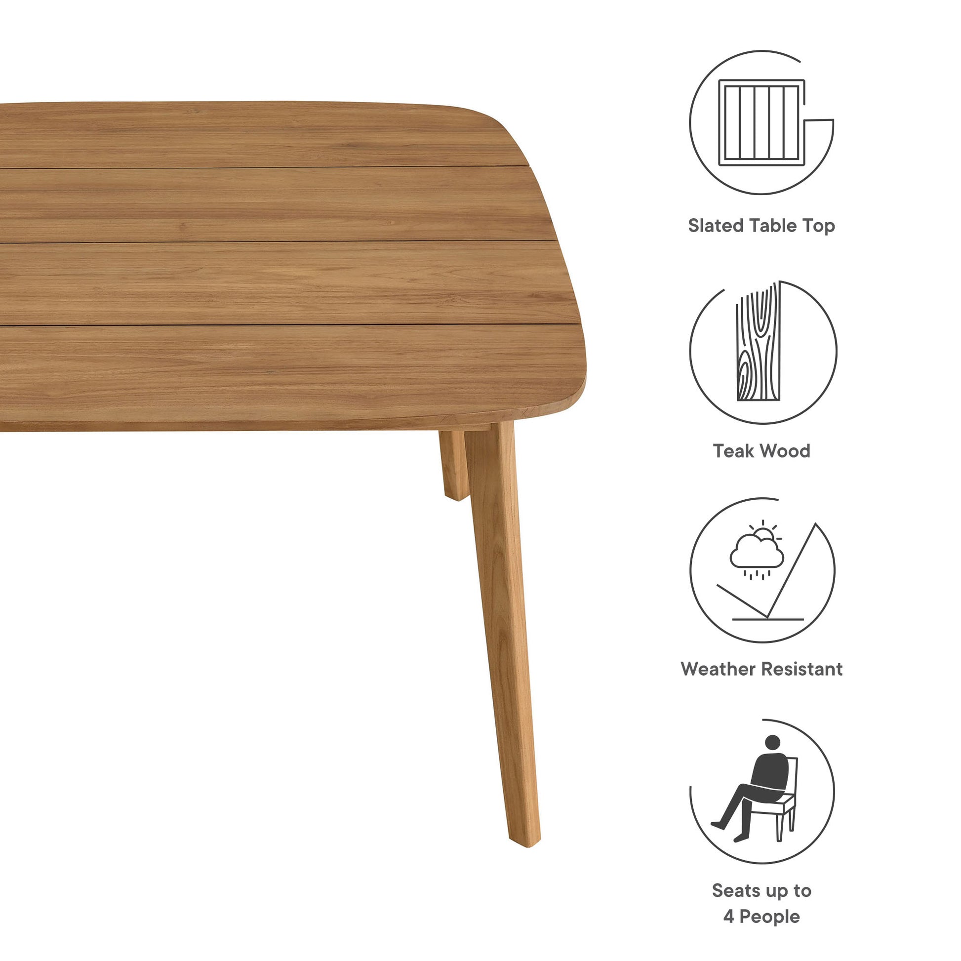 Vienna 46" Square Outdoor Patio Teak Wood Dining Table by Modway - Best Buy Furniture