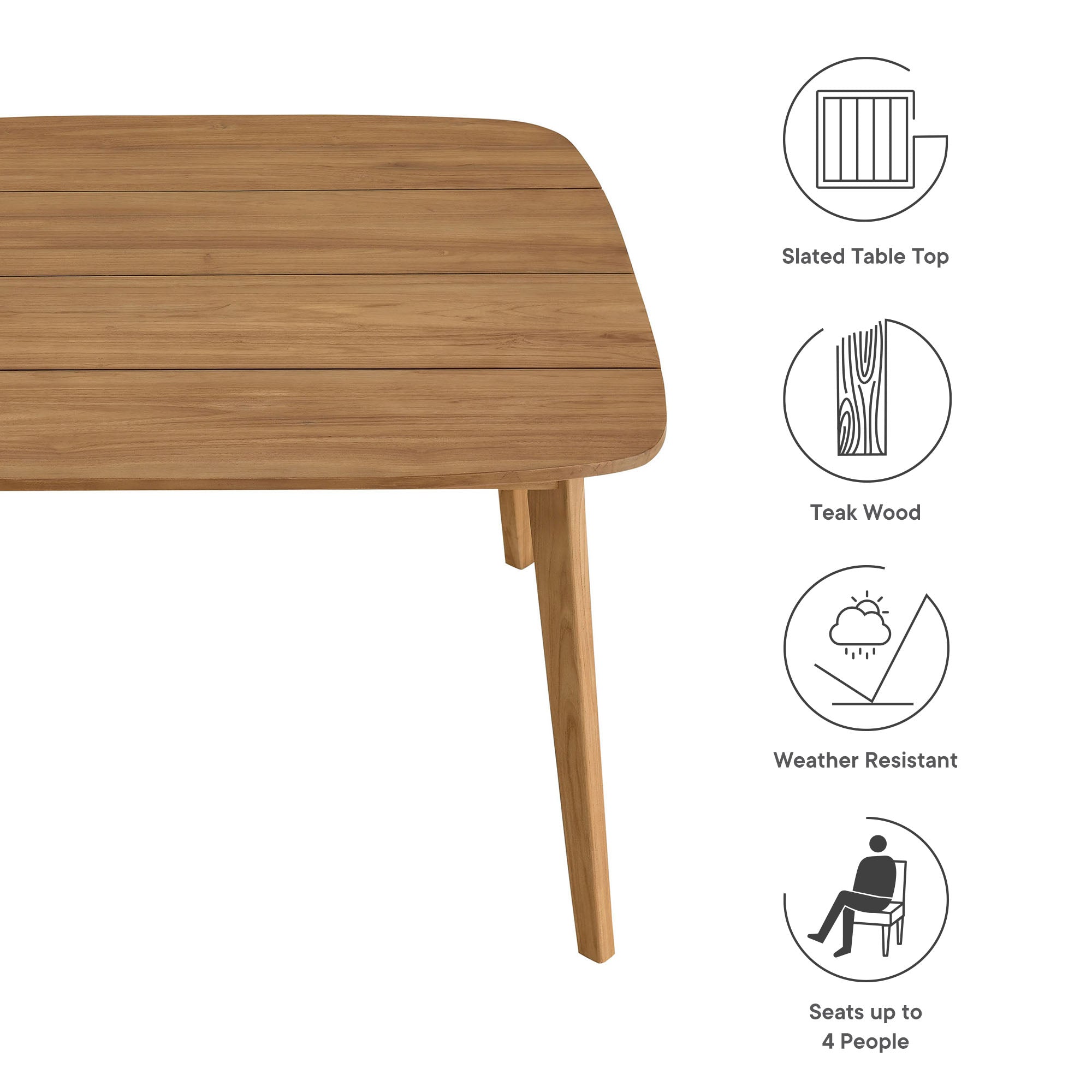 Vienna 46" Square Outdoor Patio Teak Wood Dining Table by Modway - Best Buy Furniture