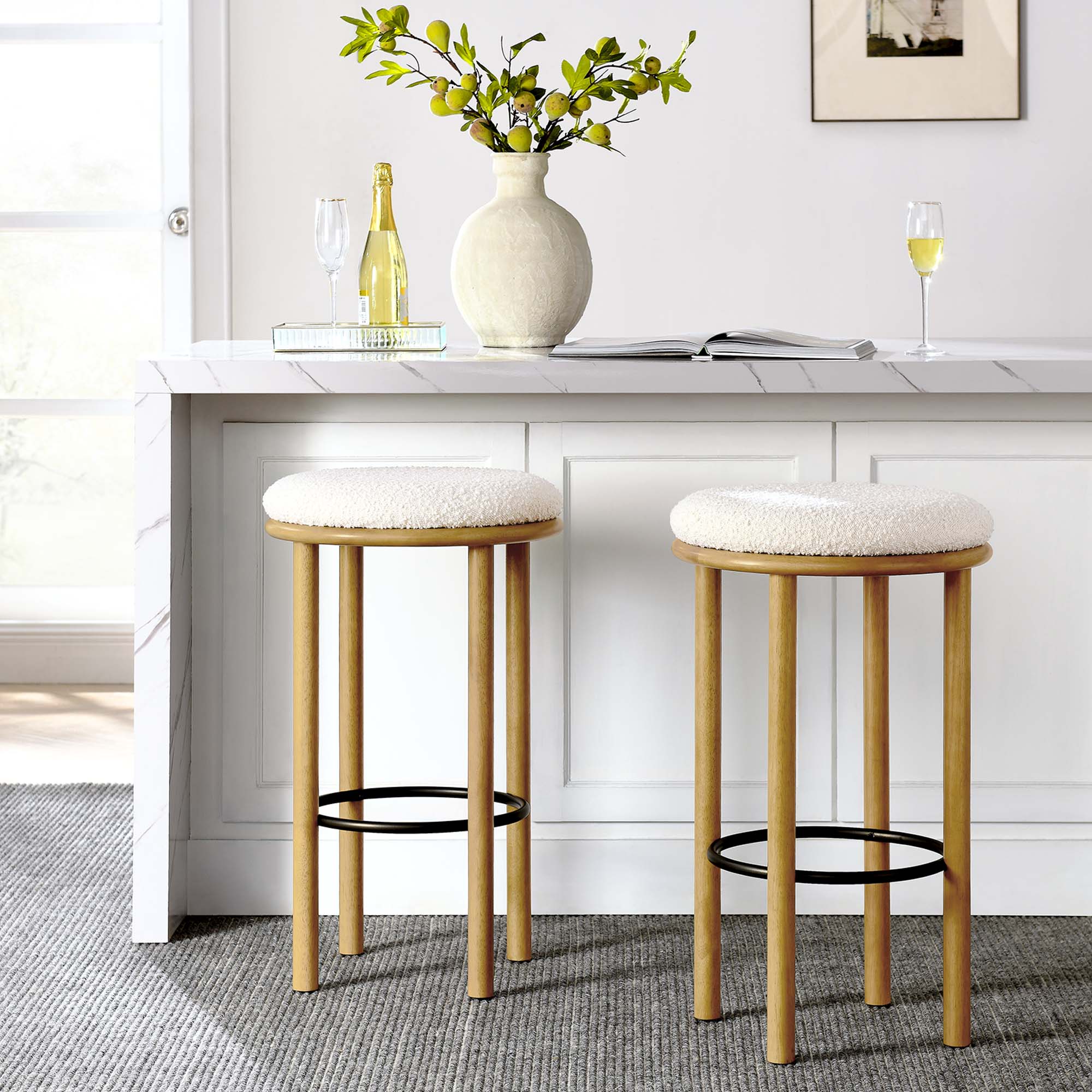 Fable Boucle Fabric Bar Stools Set of 2 by Modway - Best Buy Furniture