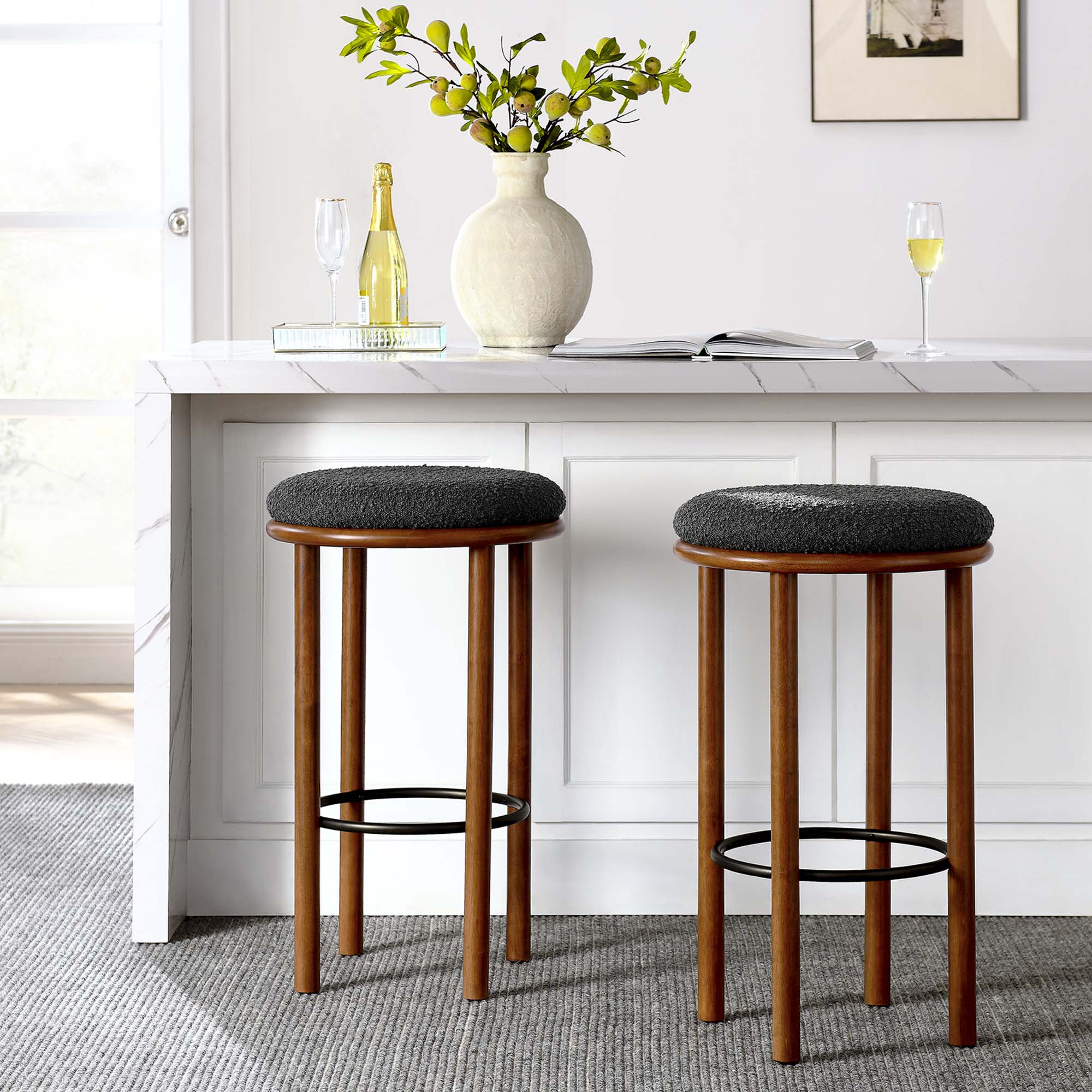 Fable Boucle Fabric Bar Stools Set of 2 by Modway - Best Buy Furniture