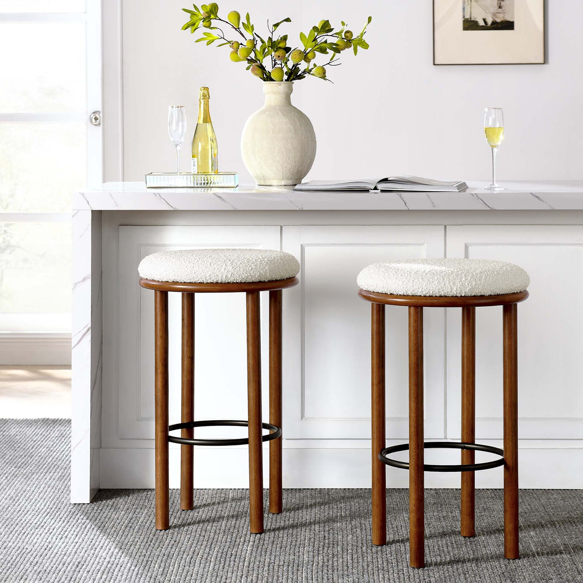 Fable Boucle Fabric Bar Stools Set of 2 by Modway - Best Buy Furniture