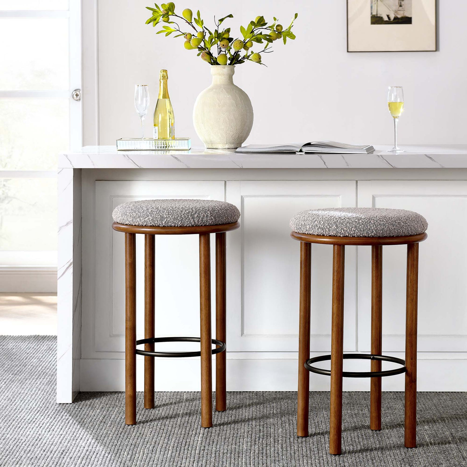 Fable Boucle Fabric Bar Stools Set of 2 by Modway - Best Buy Furniture