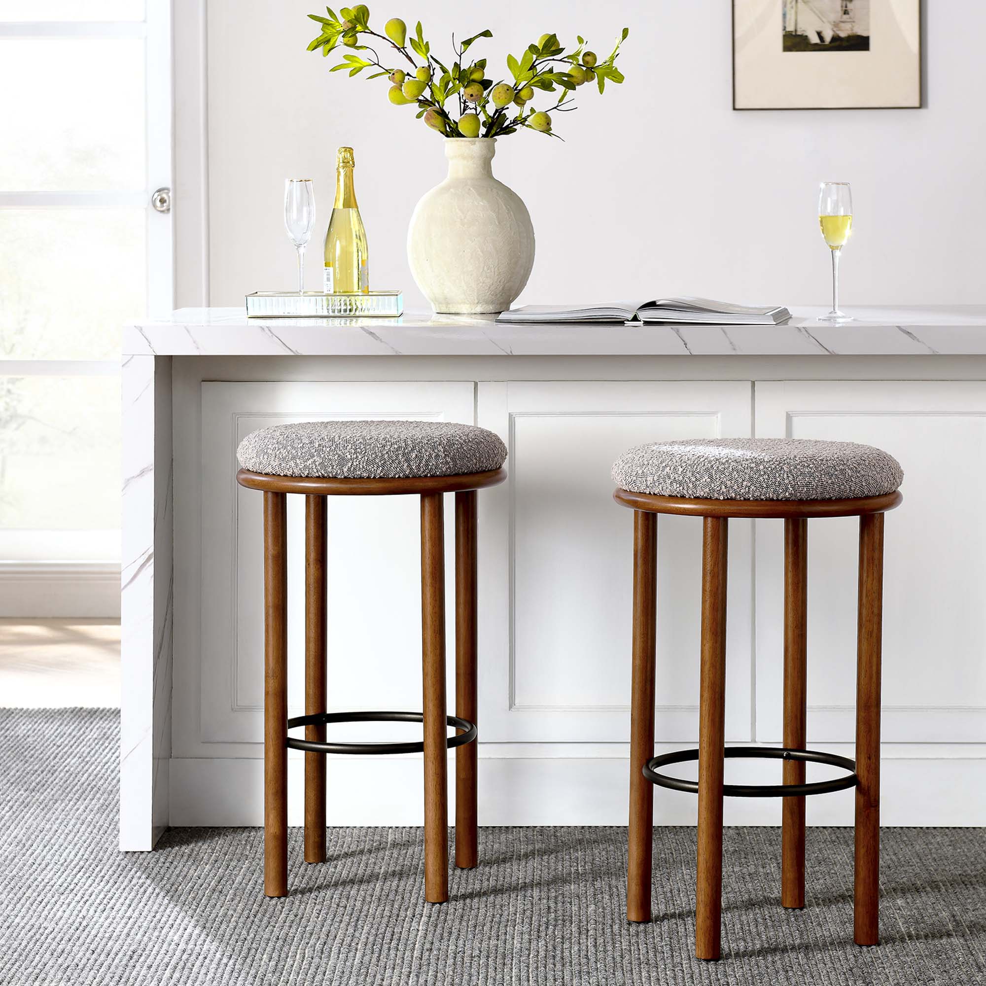 Fable Boucle Fabric Bar Stools Set of 2 by Modway - Best Buy Furniture