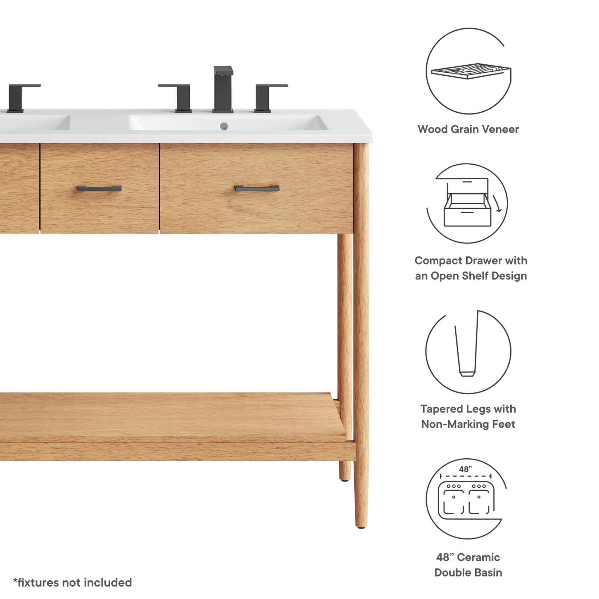 Zaire 48" Double Sink Bathroom Vanity by Modway - Best Buy Furniture