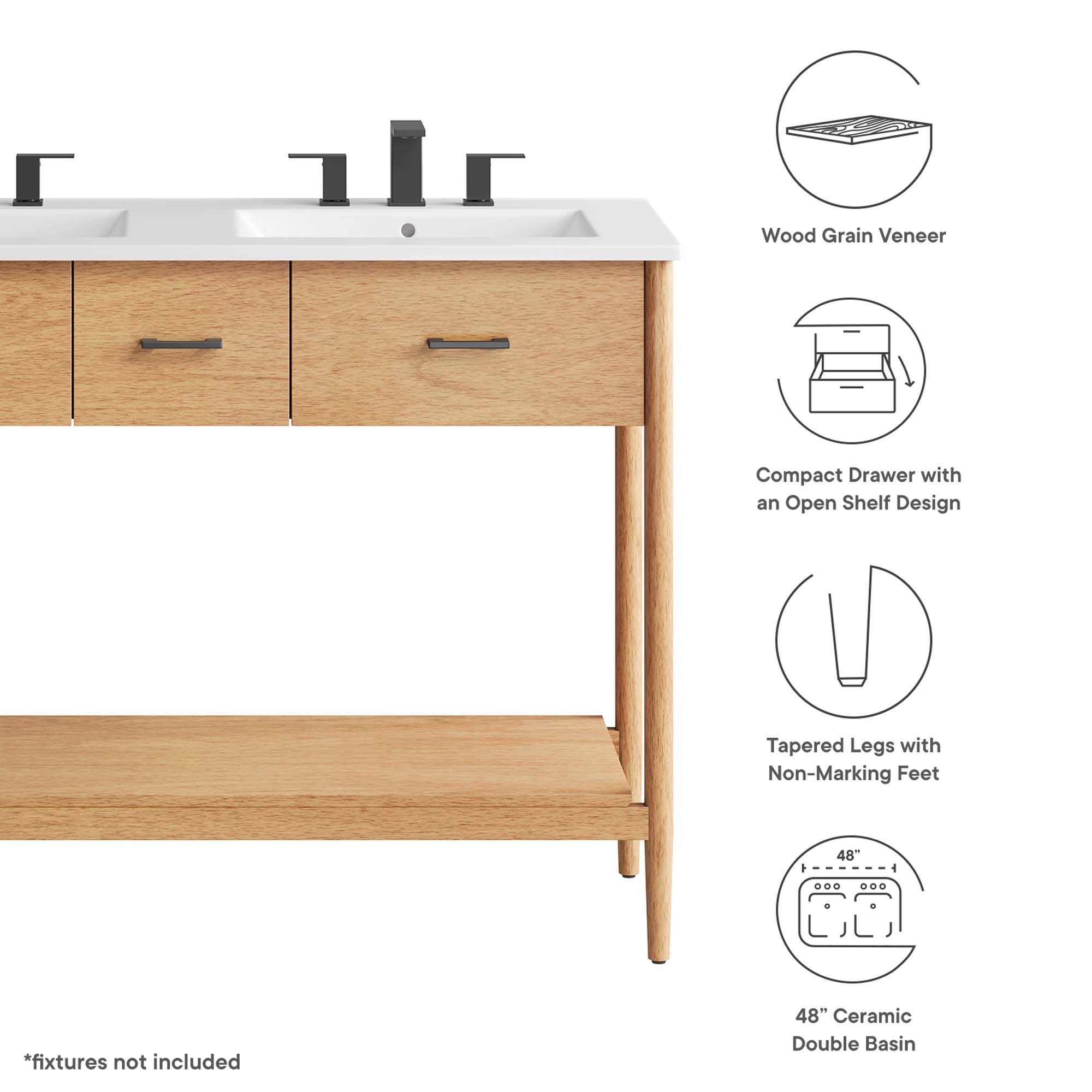 Zaire 48" Double Sink Bathroom Vanity by Modway - Best Buy Furniture
