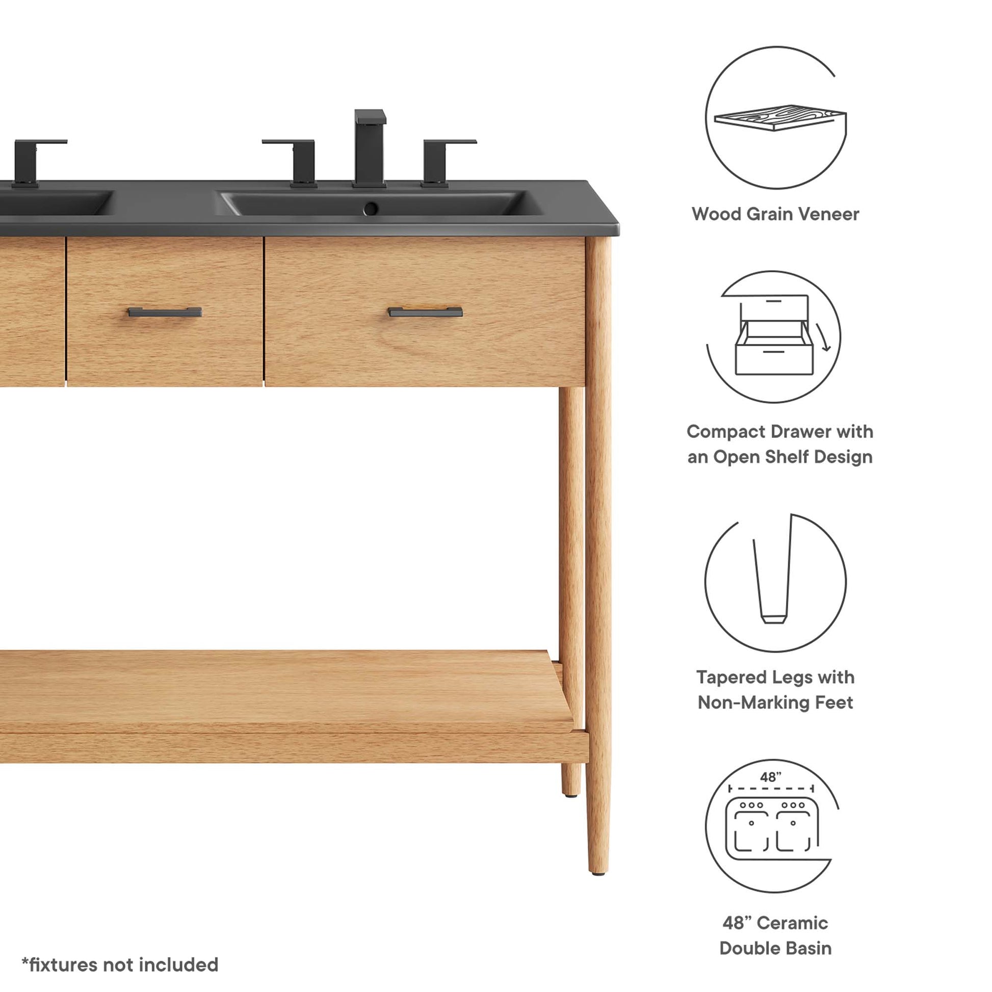 Zaire 48" Double Sink Bathroom Vanity by Modway - Best Buy Furniture