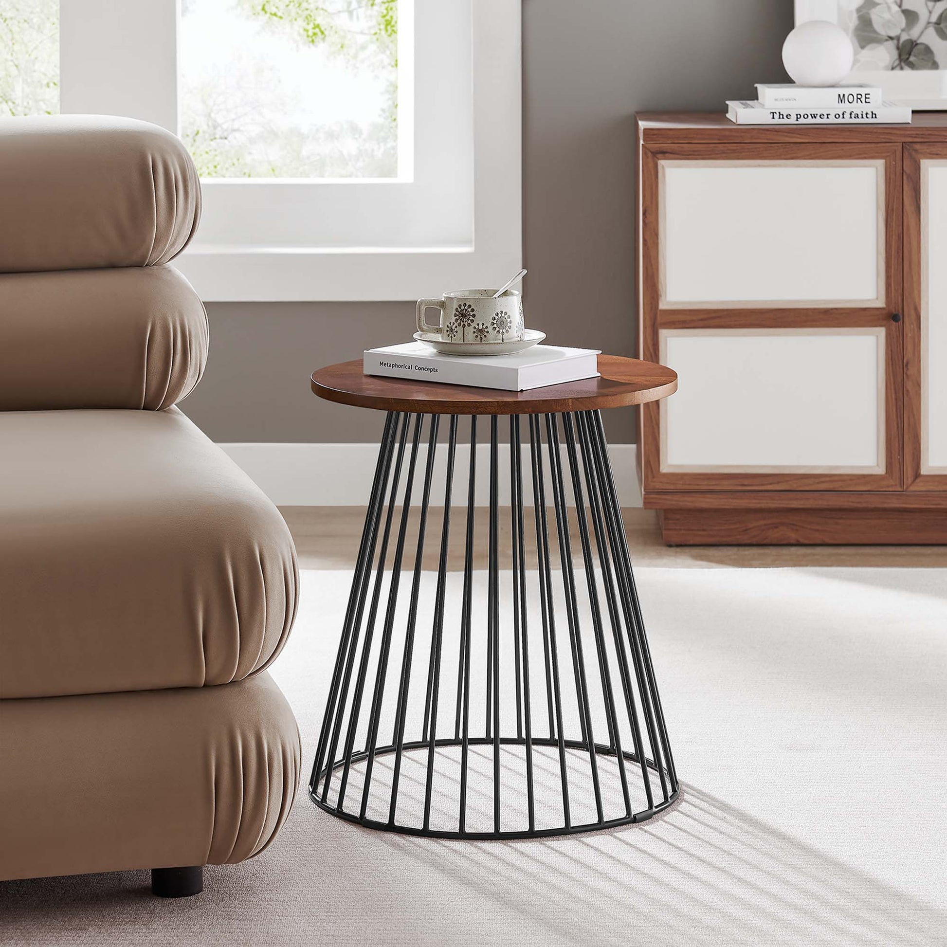 Valeo Round Wood and Metal Side Table by Modway - Best Buy Furniture