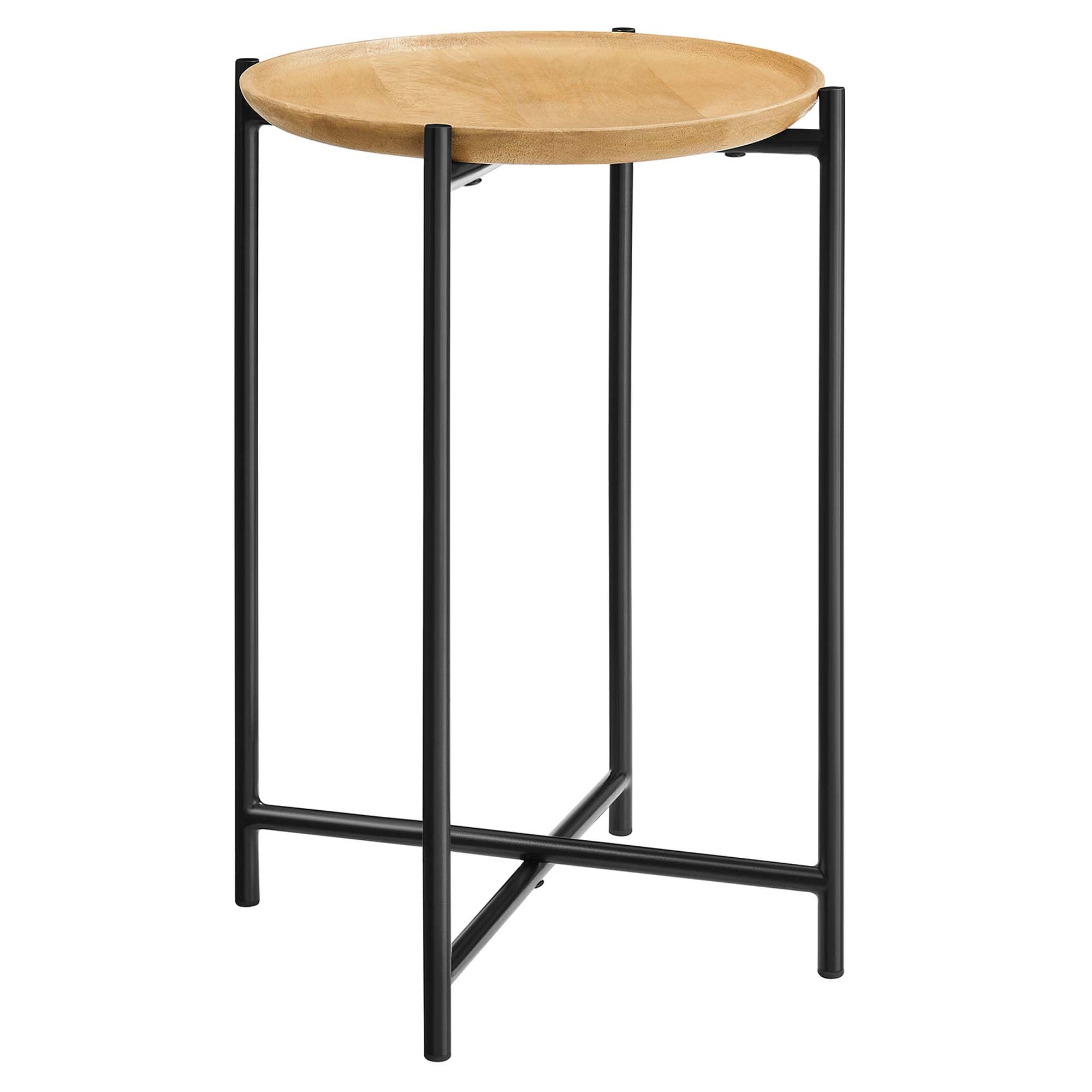 Xilo Round Wood and Metal Side Table by Modway - Best Buy Furniture