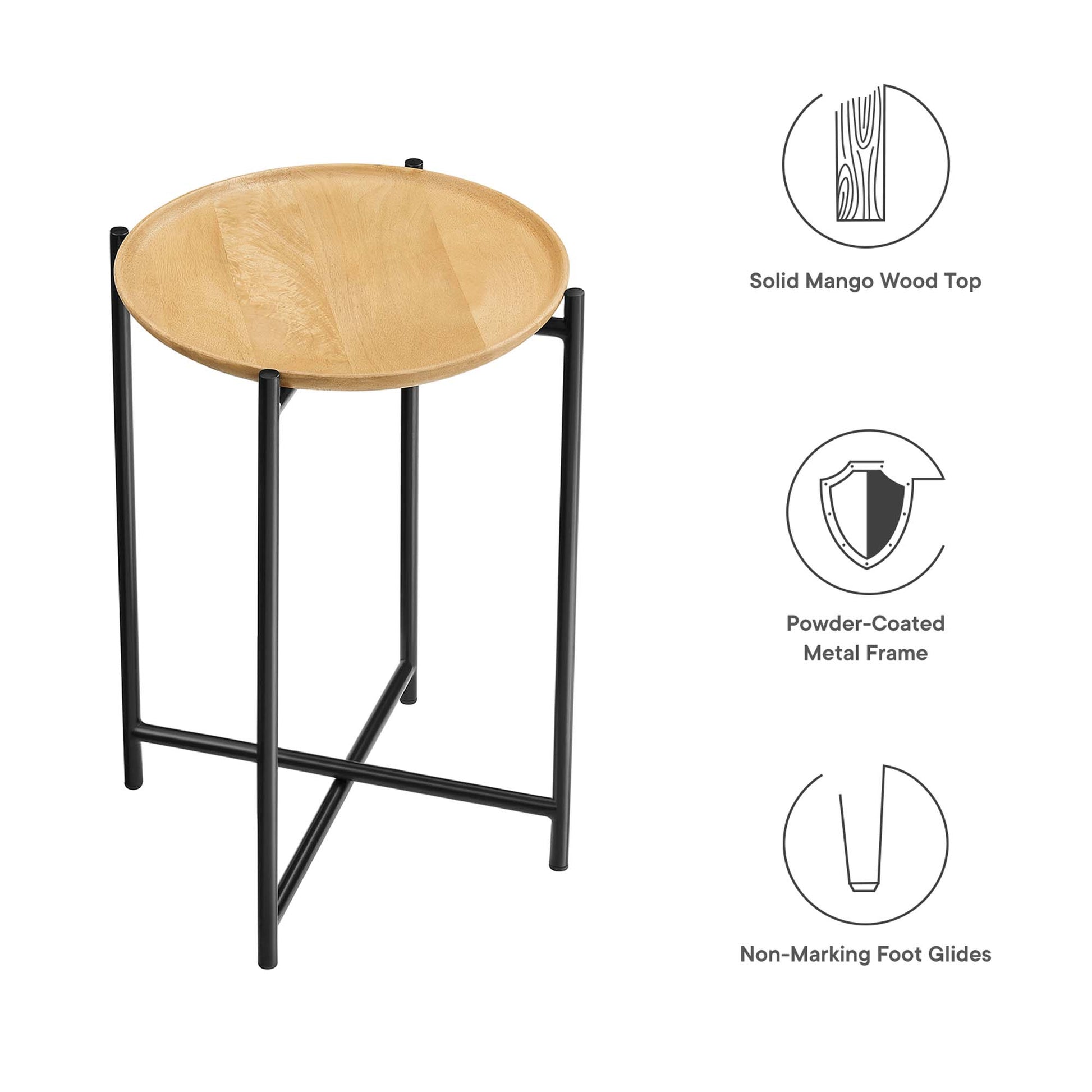 Xilo Round Wood and Metal Side Table by Modway - Best Buy Furniture