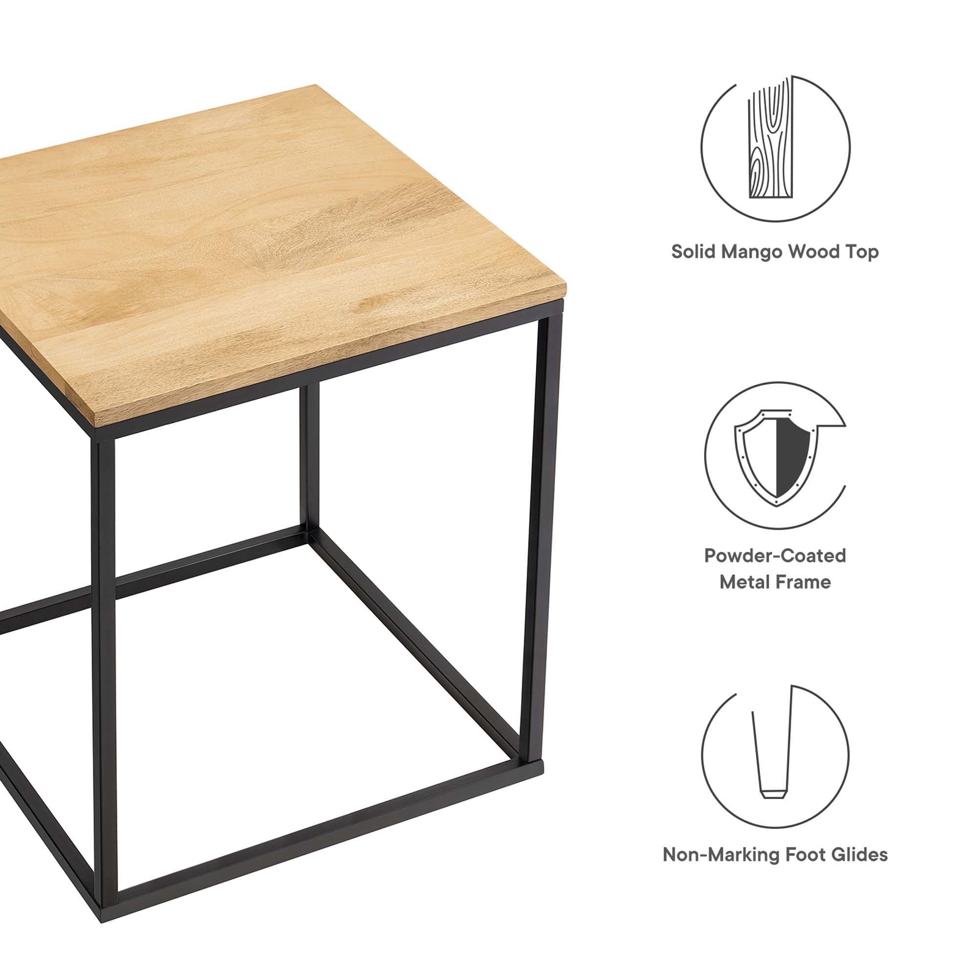 Zora Square Wood and Metal Side Table by Modway - Best Buy Furniture
