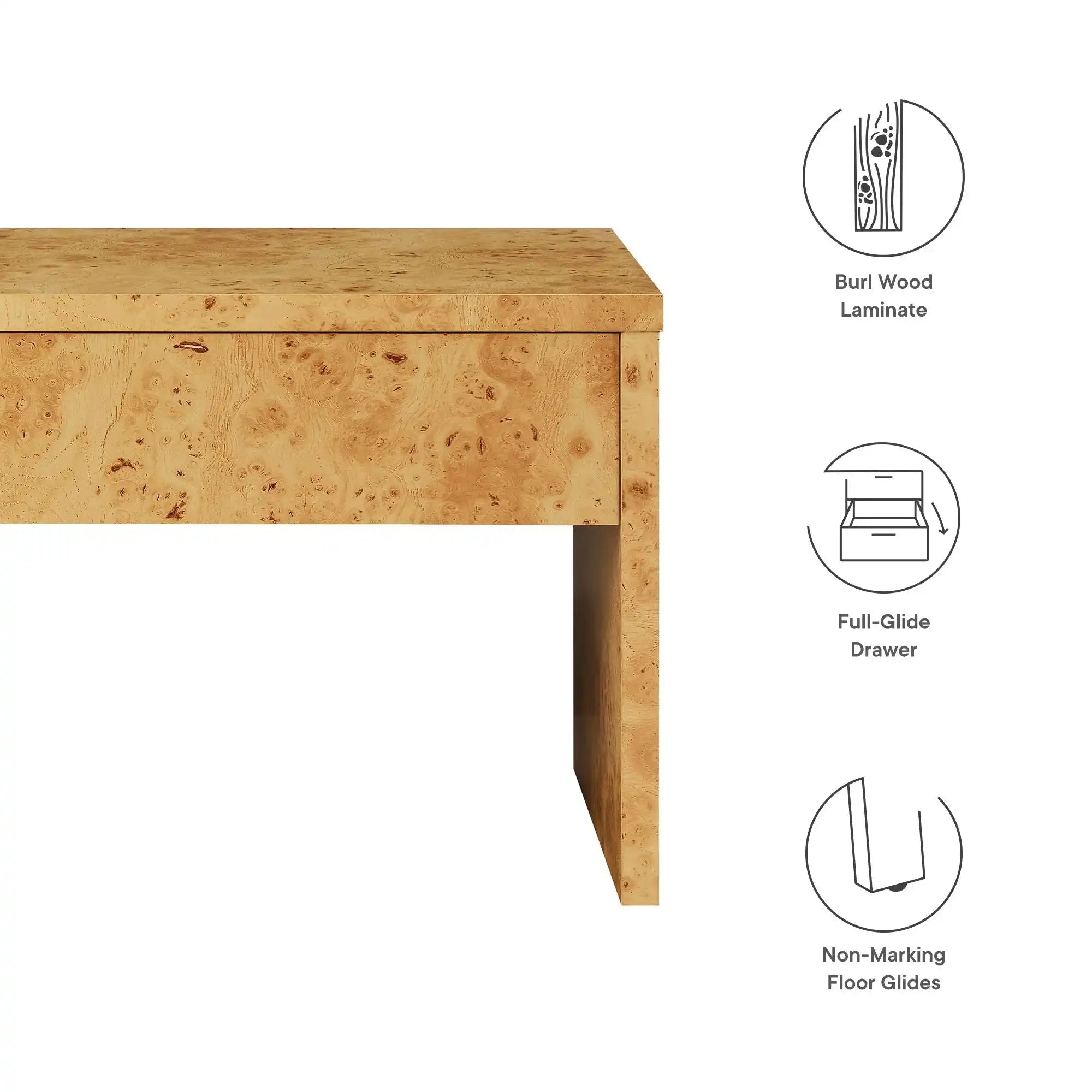 Hudson 1-Drawer Burl Wood Nightstand - Best Buy Furniture