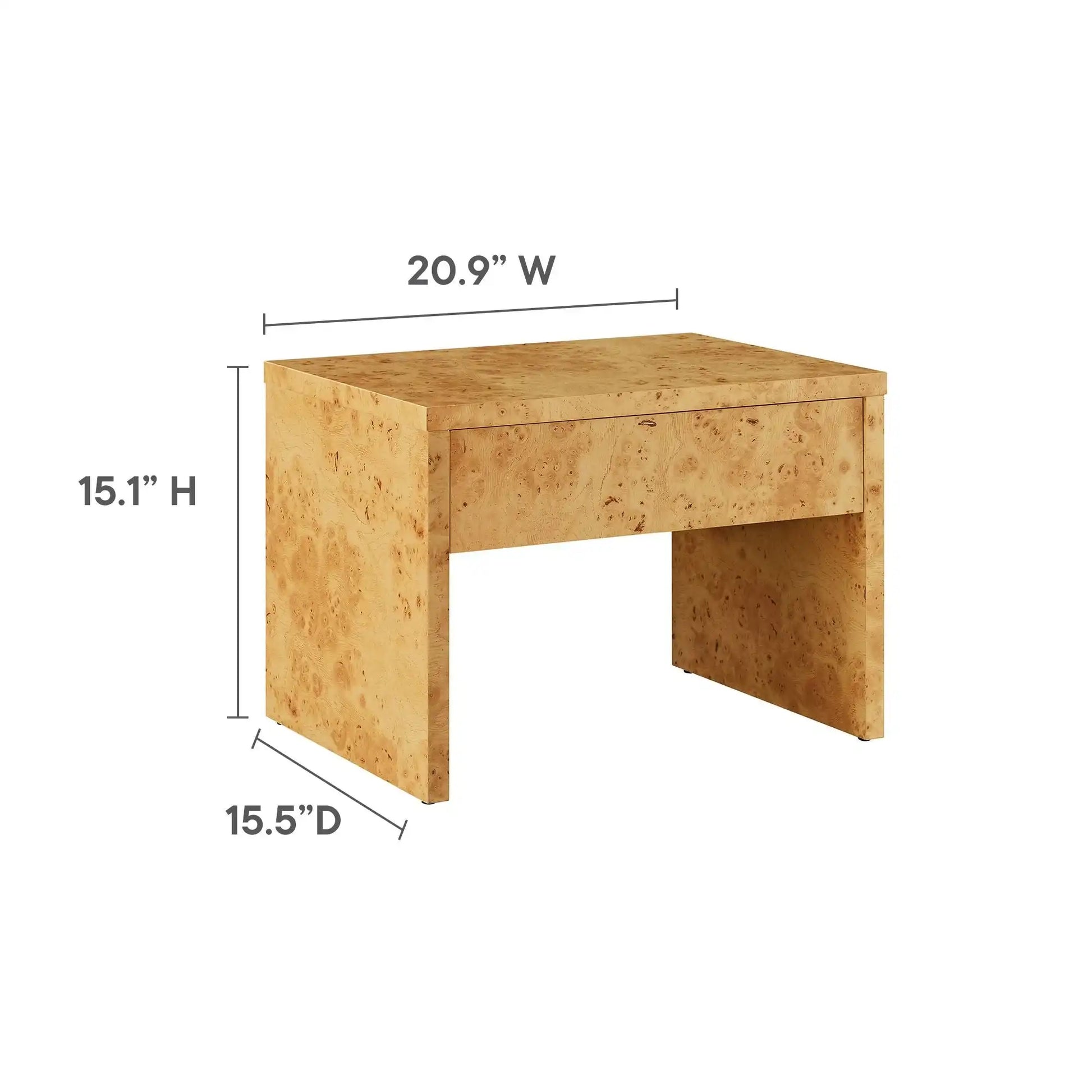 Hudson 1-Drawer Burl Wood Nightstand - Best Buy Furniture
