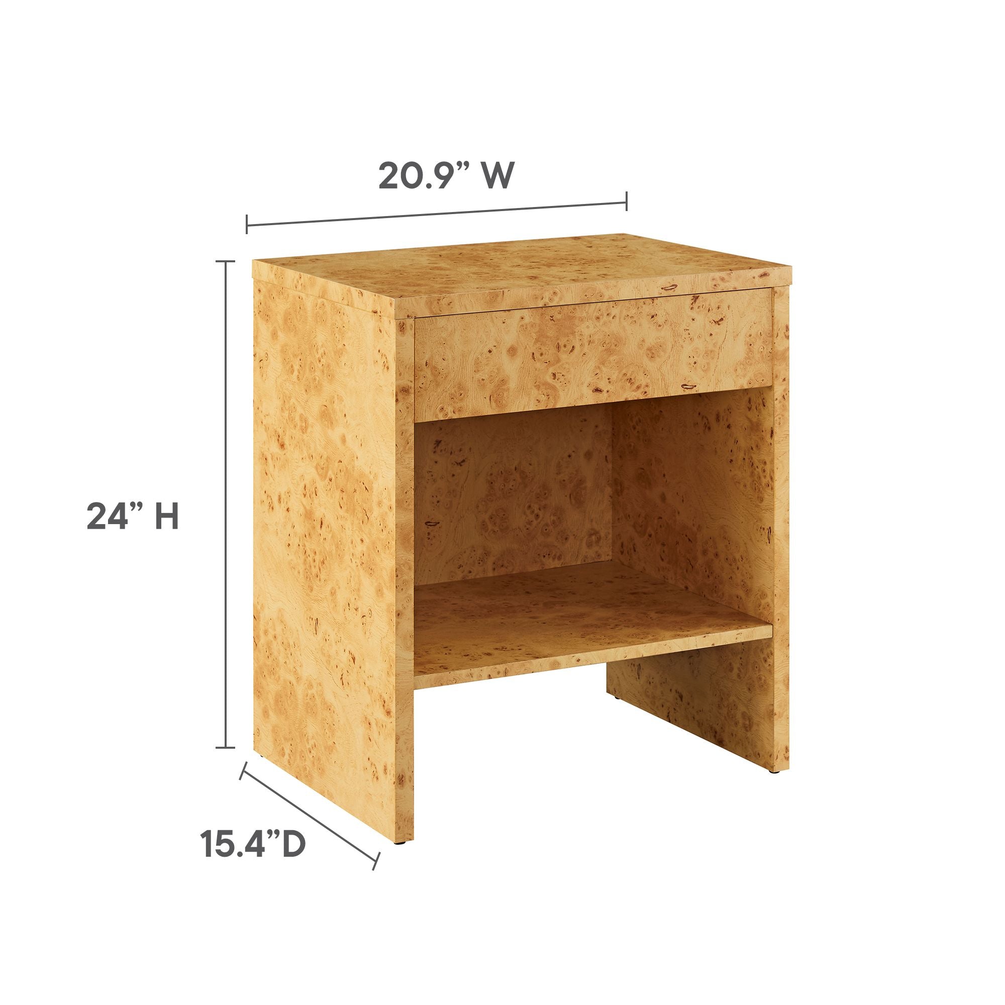 Hudson 1-Drawer Burl Wood Nightstand With Shelf by Modway - Best Buy Furniture
