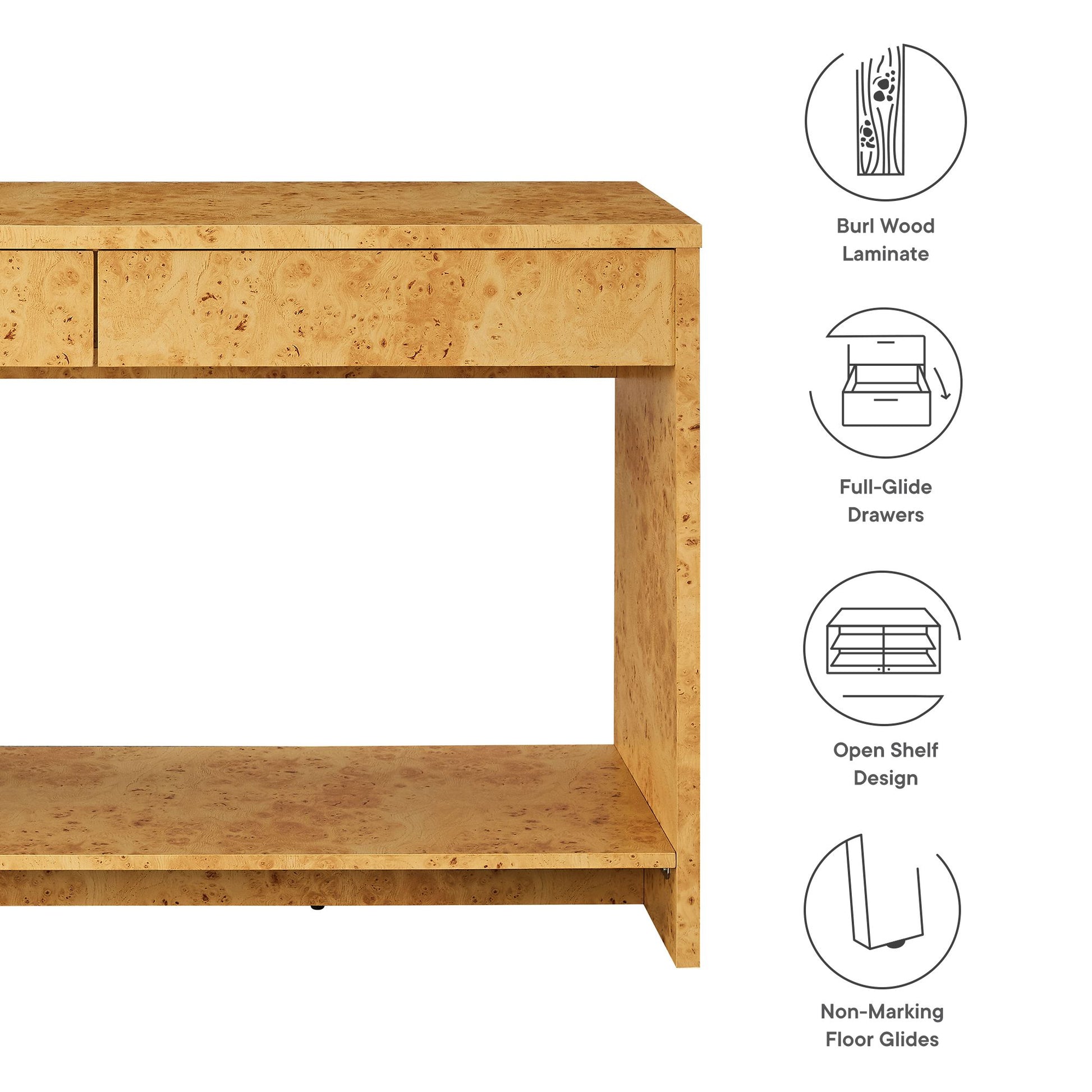 Hudson 2-Drawer Burl Wood Console Table by Modway - Best Buy Furniture