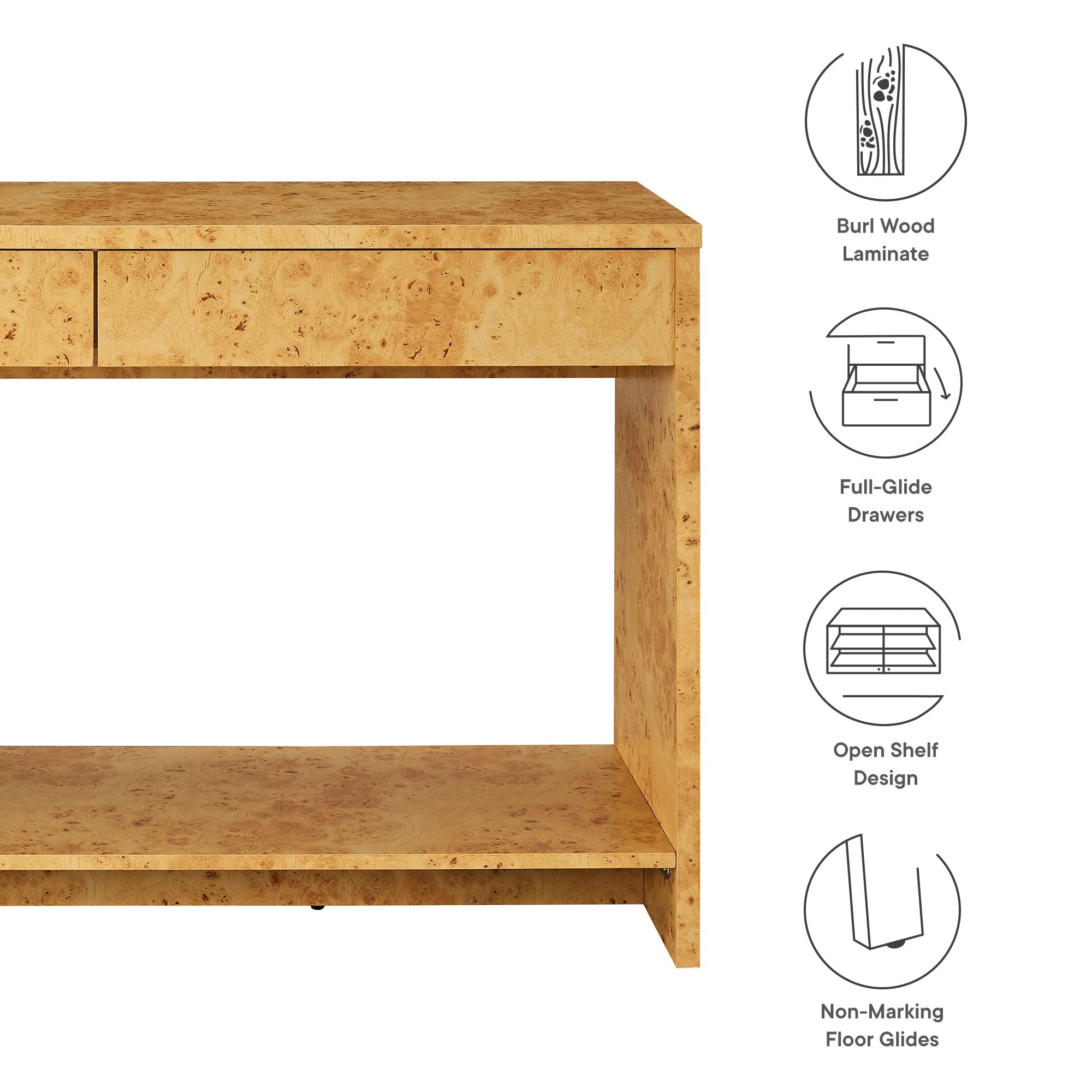 Hudson 2-Drawer Burl Wood Console Table by Modway - Best Buy Furniture