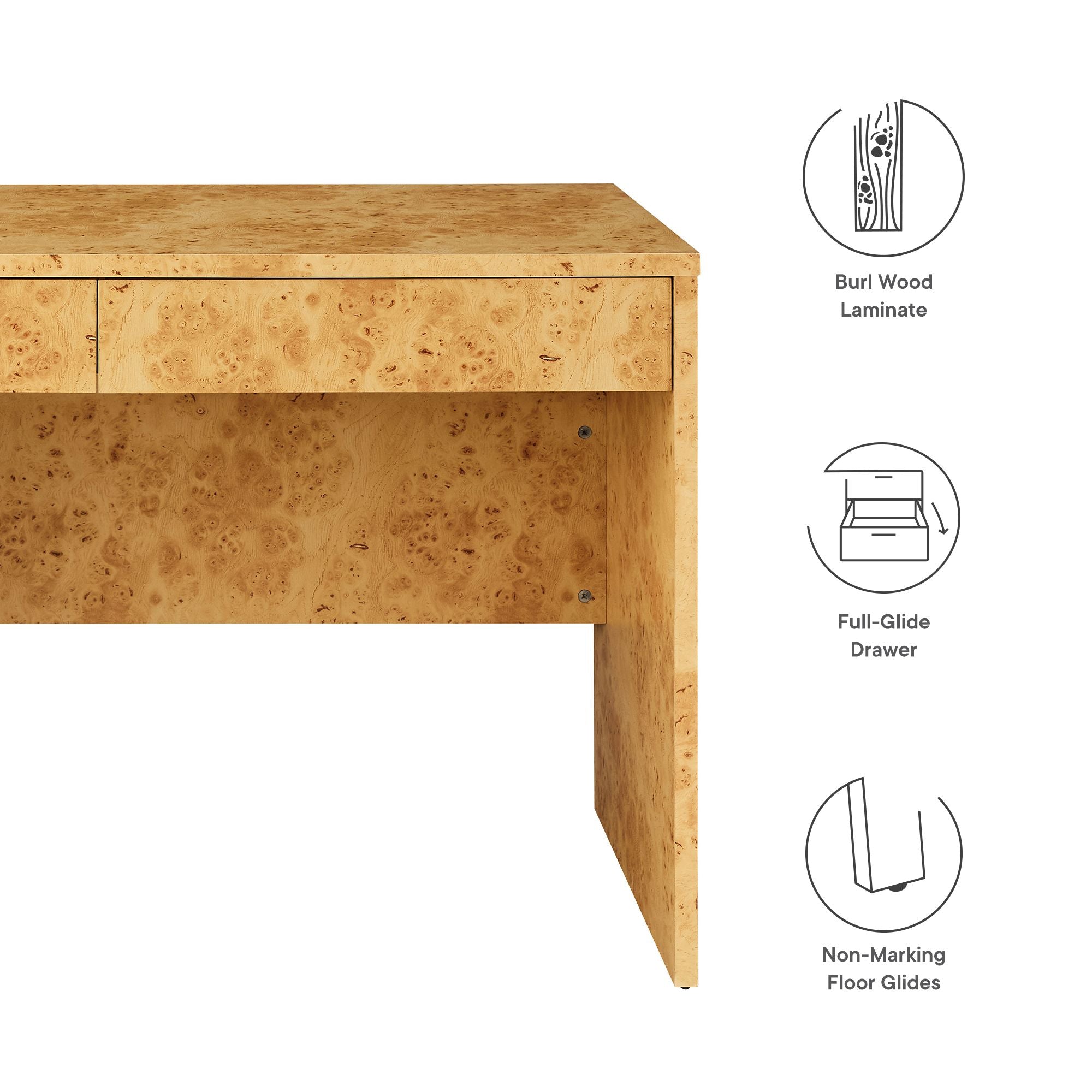 Hudson 2-Drawer Burl Wood Desk by Modway - Best Buy Furniture