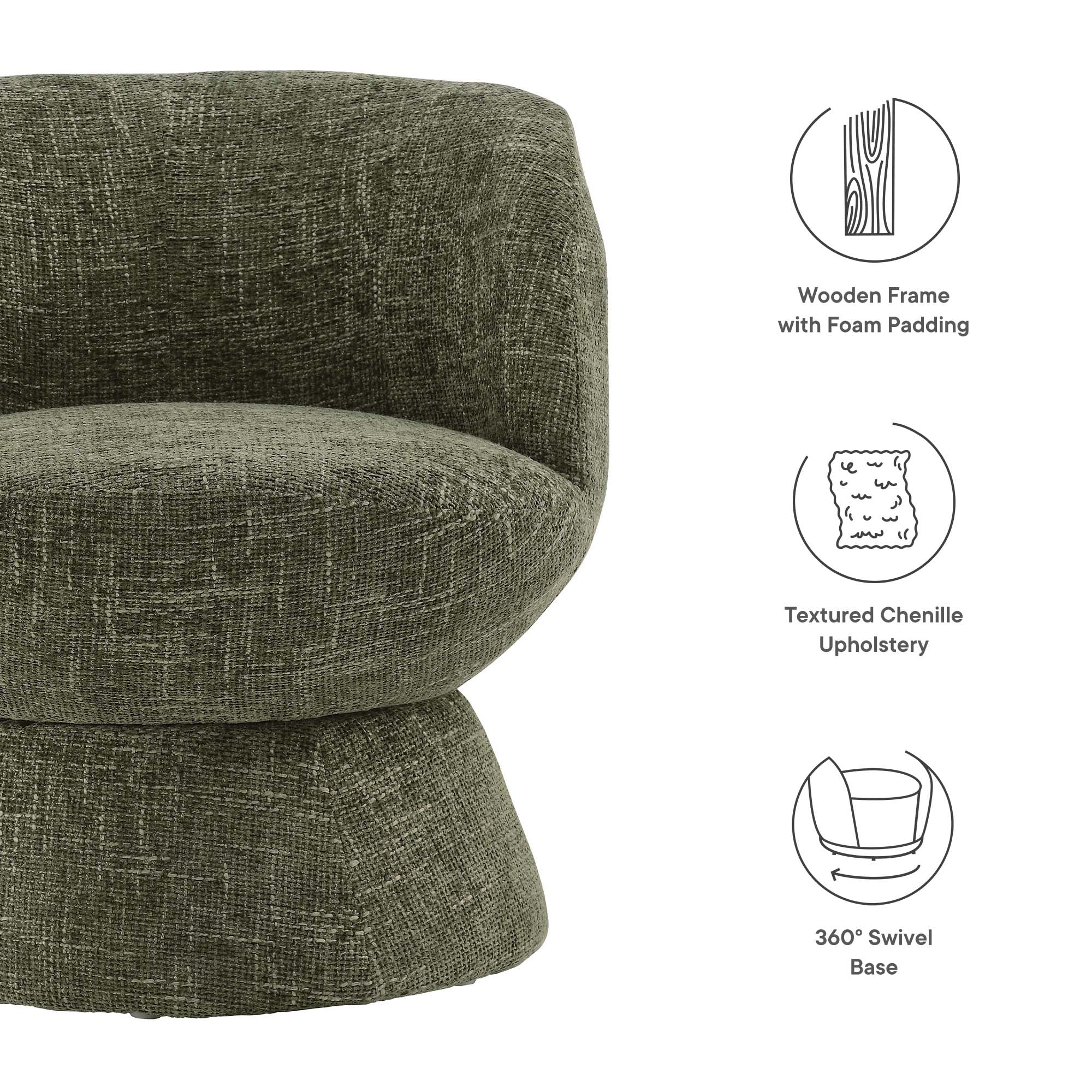 Vesta Chenille Fabric Upholstered Swivel Chair by Modway - Best Buy Furniture