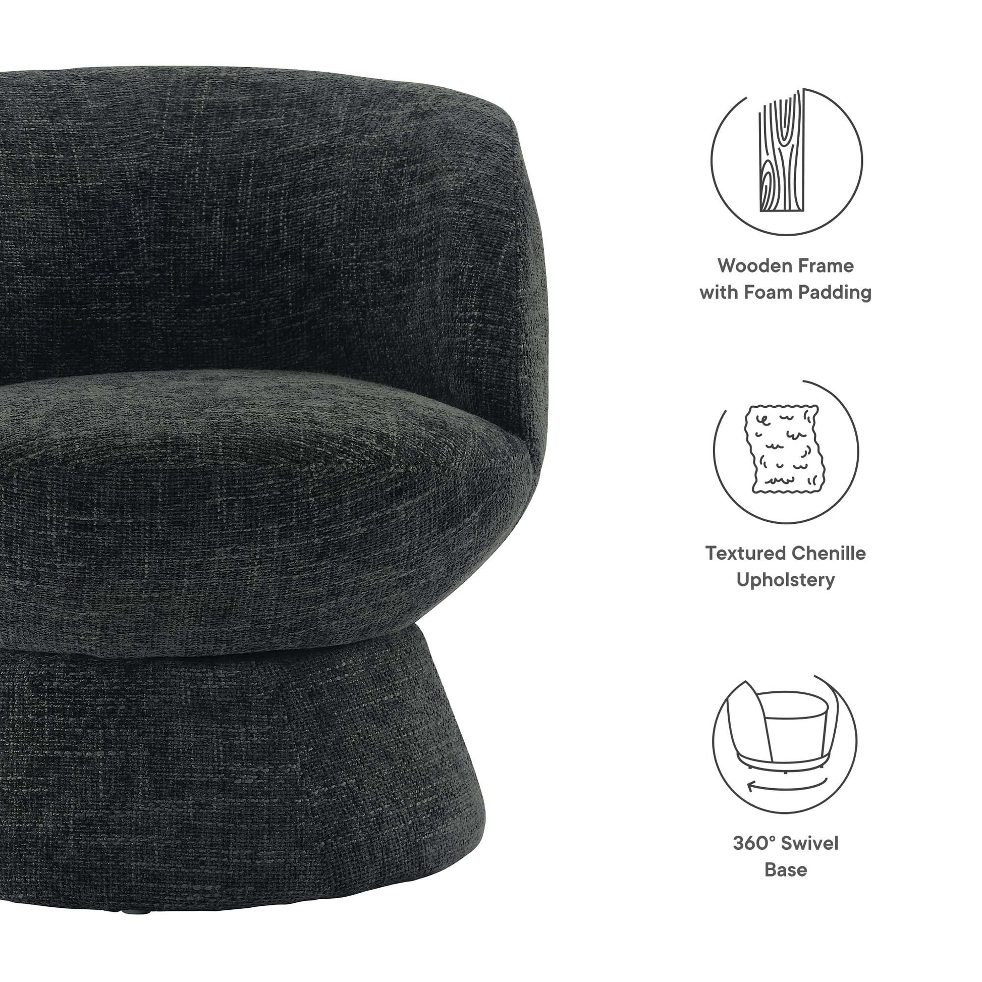 Vesta Chenille Fabric Upholstered Swivel Chair by Modway - Best Buy Furniture