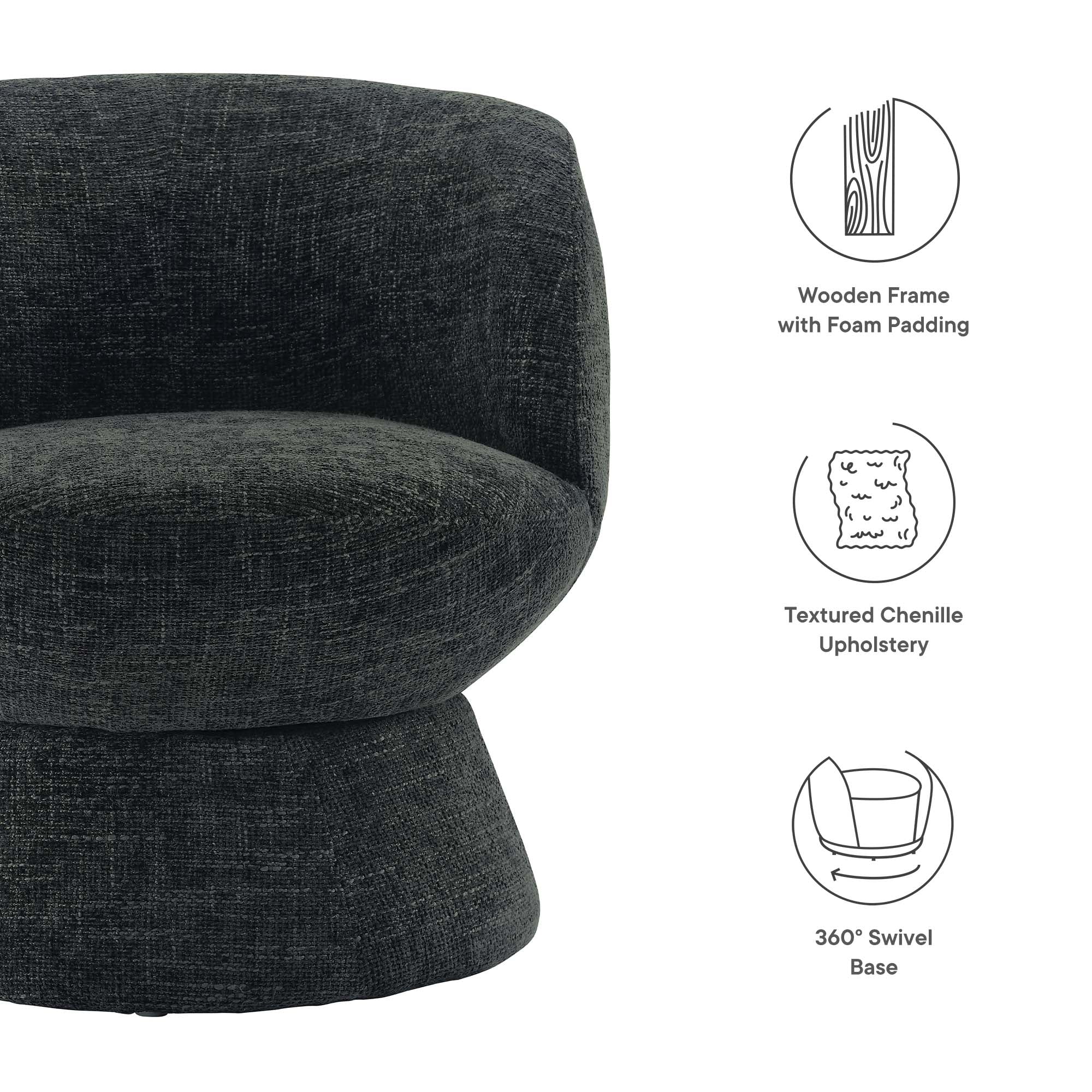 Vesta Chenille Fabric Upholstered Swivel Chair by Modway - Best Buy Furniture