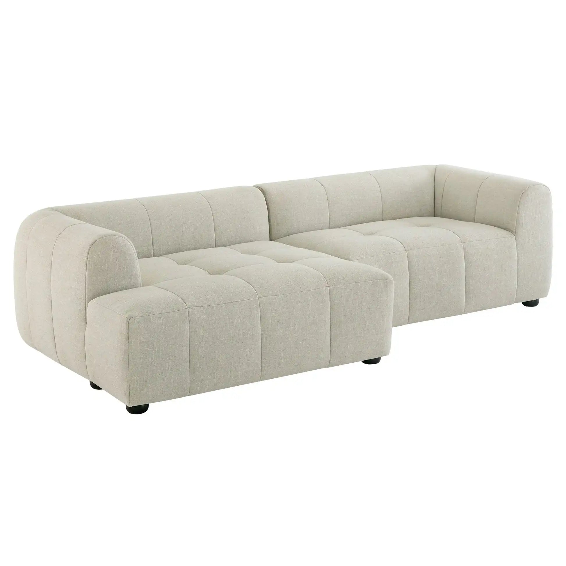 Liana Left-Facing Upholstered Fabric Modular Sofa with Chaise in Linen - Best Buy Furniture