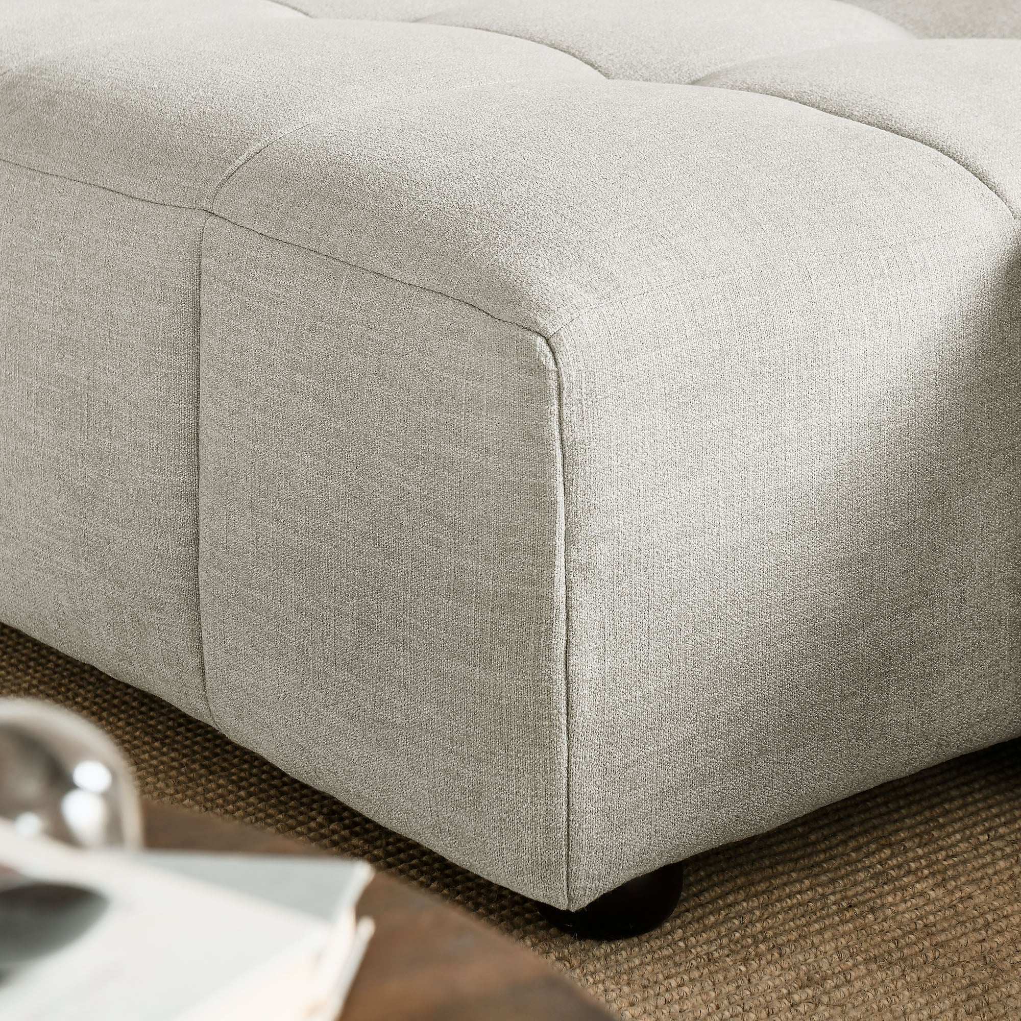Liana Left-Facing Upholstered Fabric Modular Sofa with Chaise in Linen - Best Buy Furniture