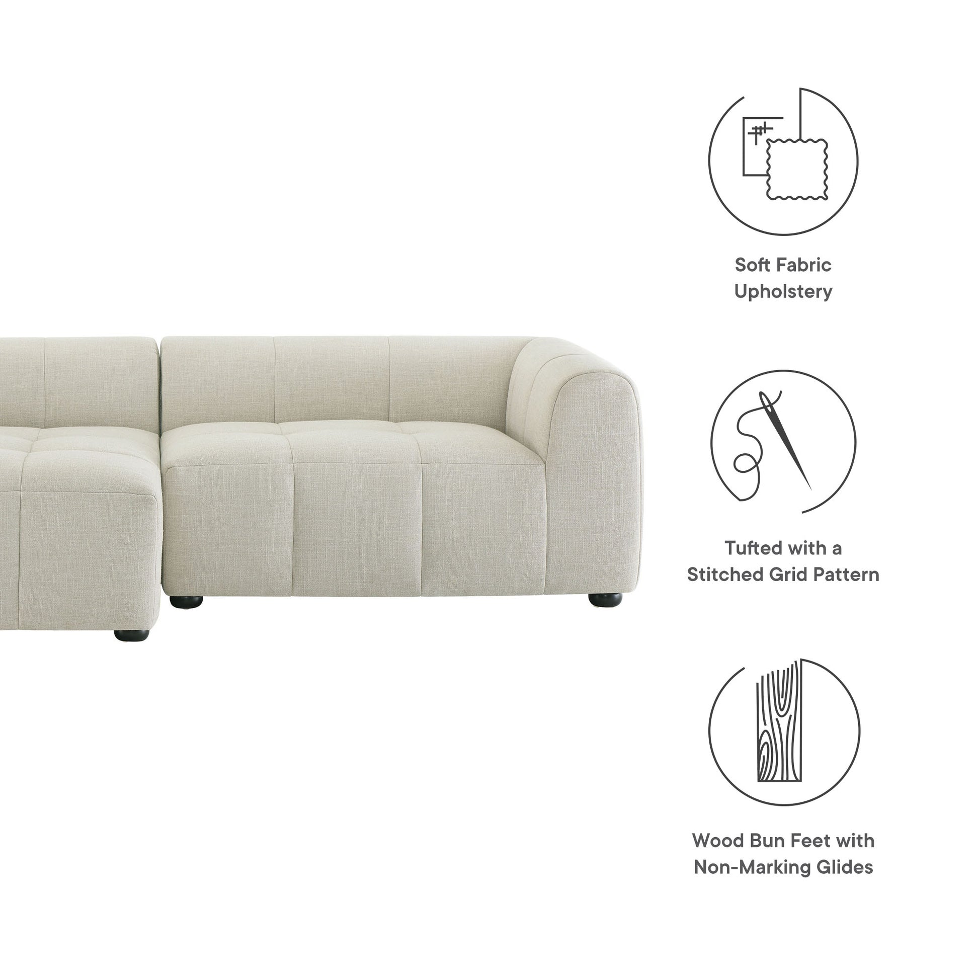 Liana Left-Facing Upholstered Fabric Modular Sofa with Chaise by Modway - Best Buy Furniture