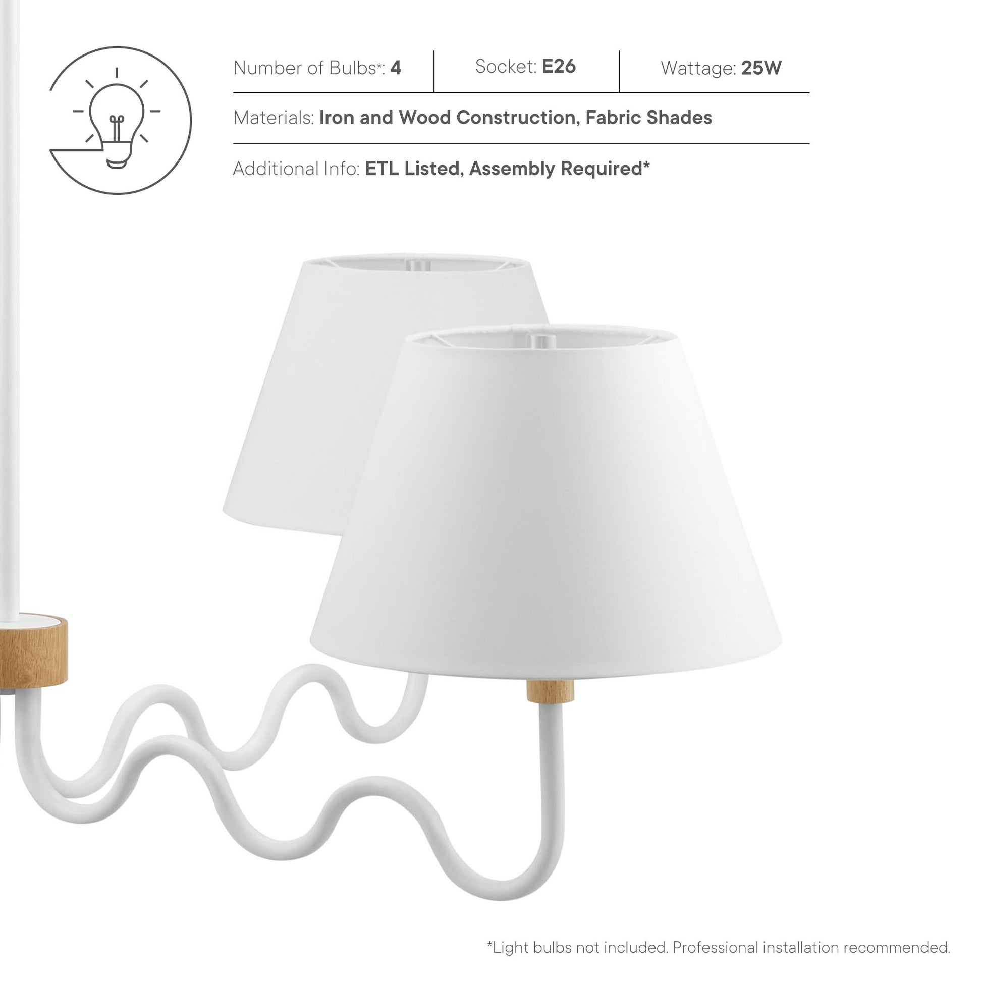 Sunlit Squiggle 4-Arm Pendant Light by Modway - Best Buy Furniture