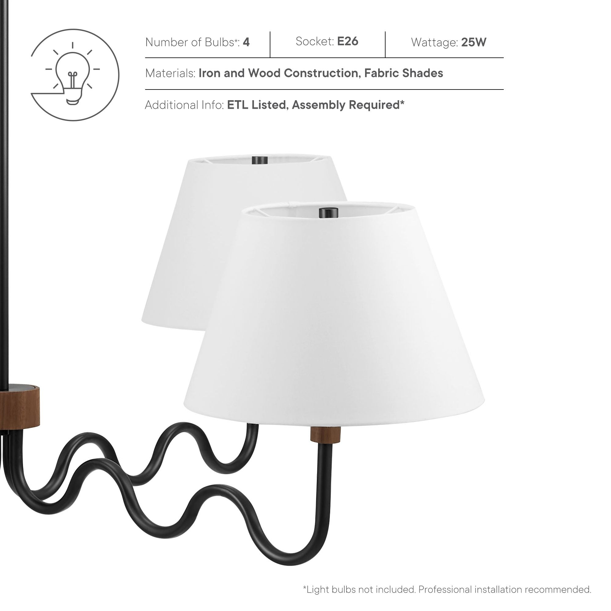 Sunlit Squiggle 4-Arm Pendant Light by Modway - Best Buy Furniture