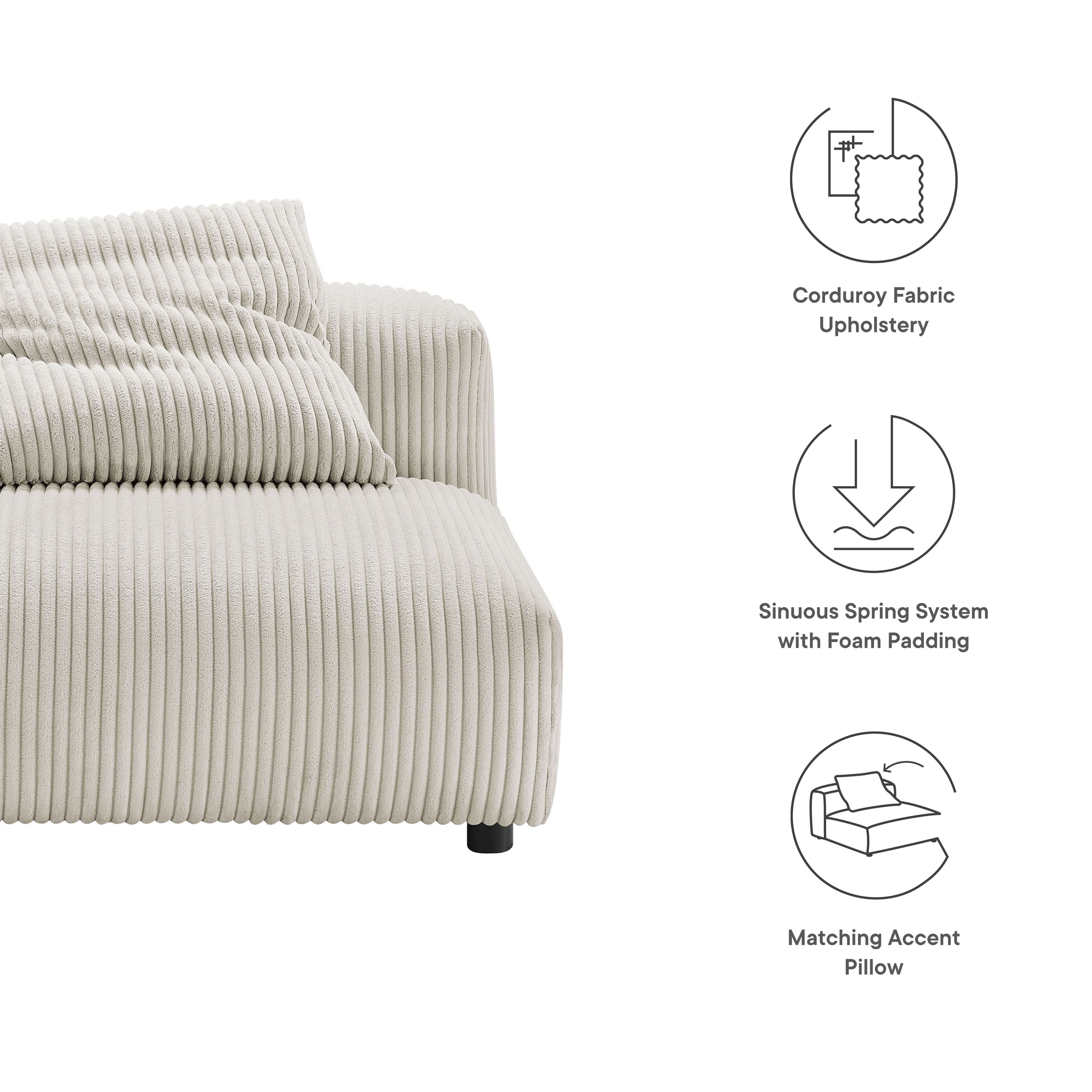 Solace Modular Corduroy Upholstered Armless Chair by Modway - Best Buy Furniture