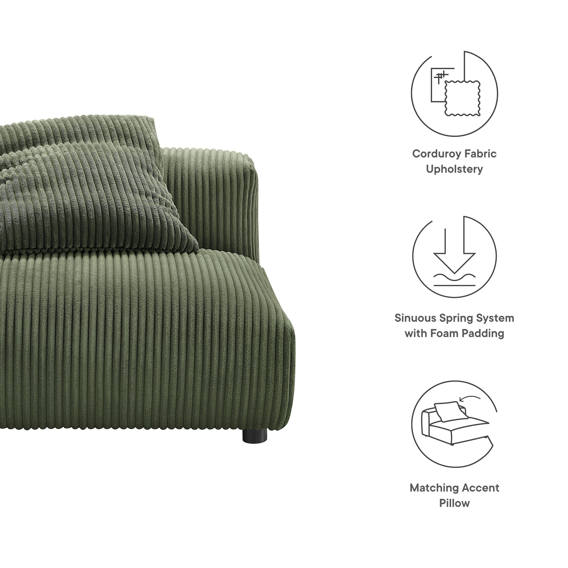 Solace Modular Corduroy Upholstered Armless Chair by Modway - Best Buy Furniture