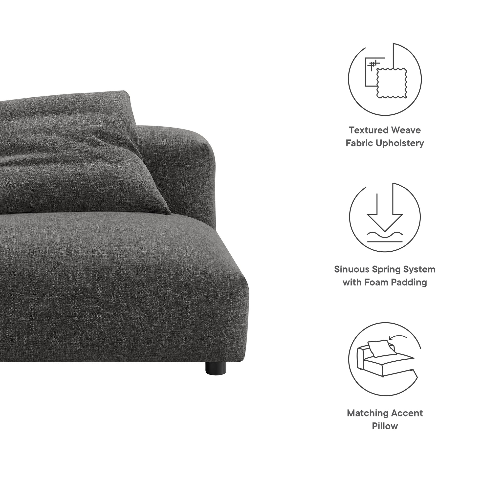 Solace Modular Upholstered Fabric Armless Chair by Modway - Best Buy Furniture