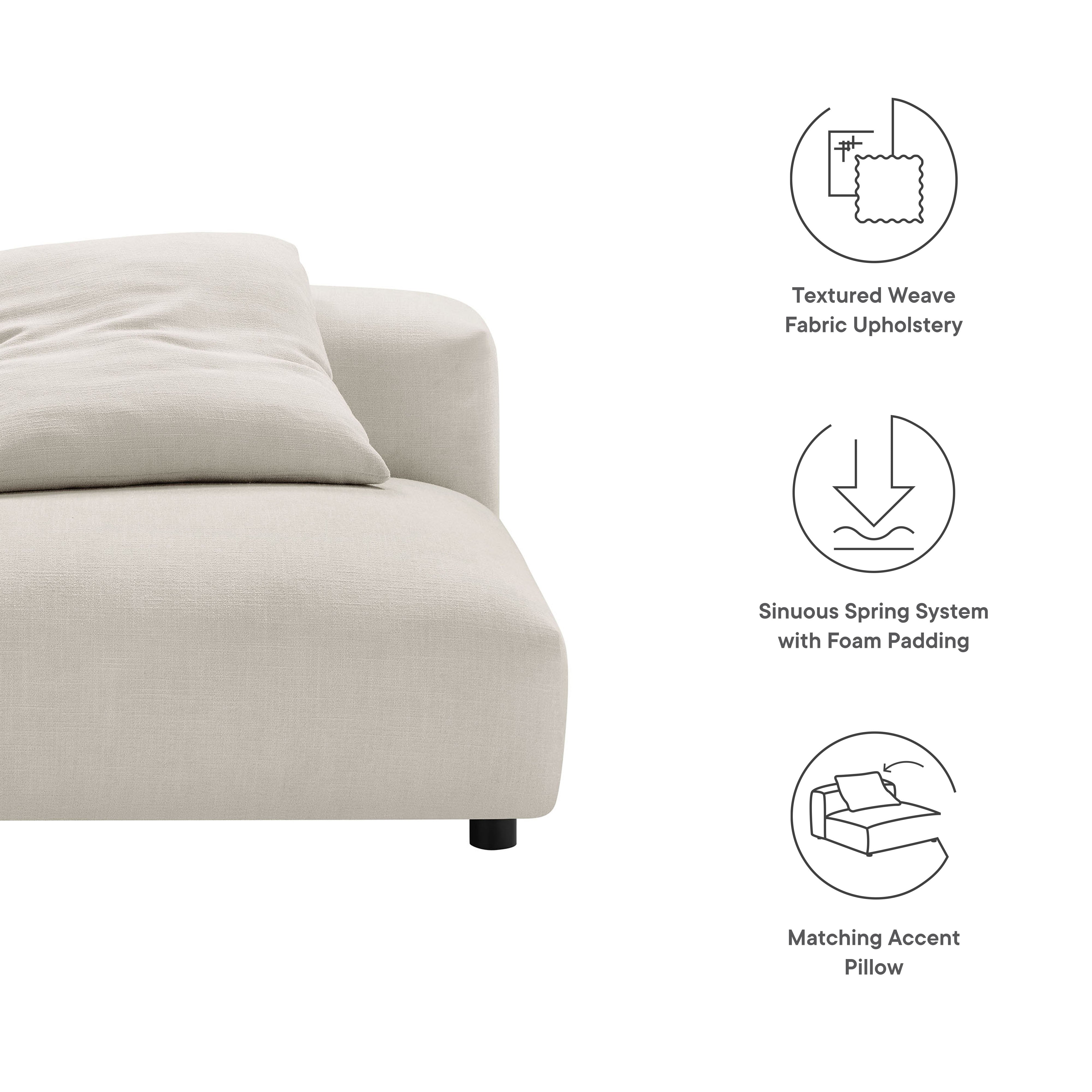 Solace Modular Upholstered Fabric Armless Chair by Modway - Best Buy Furniture