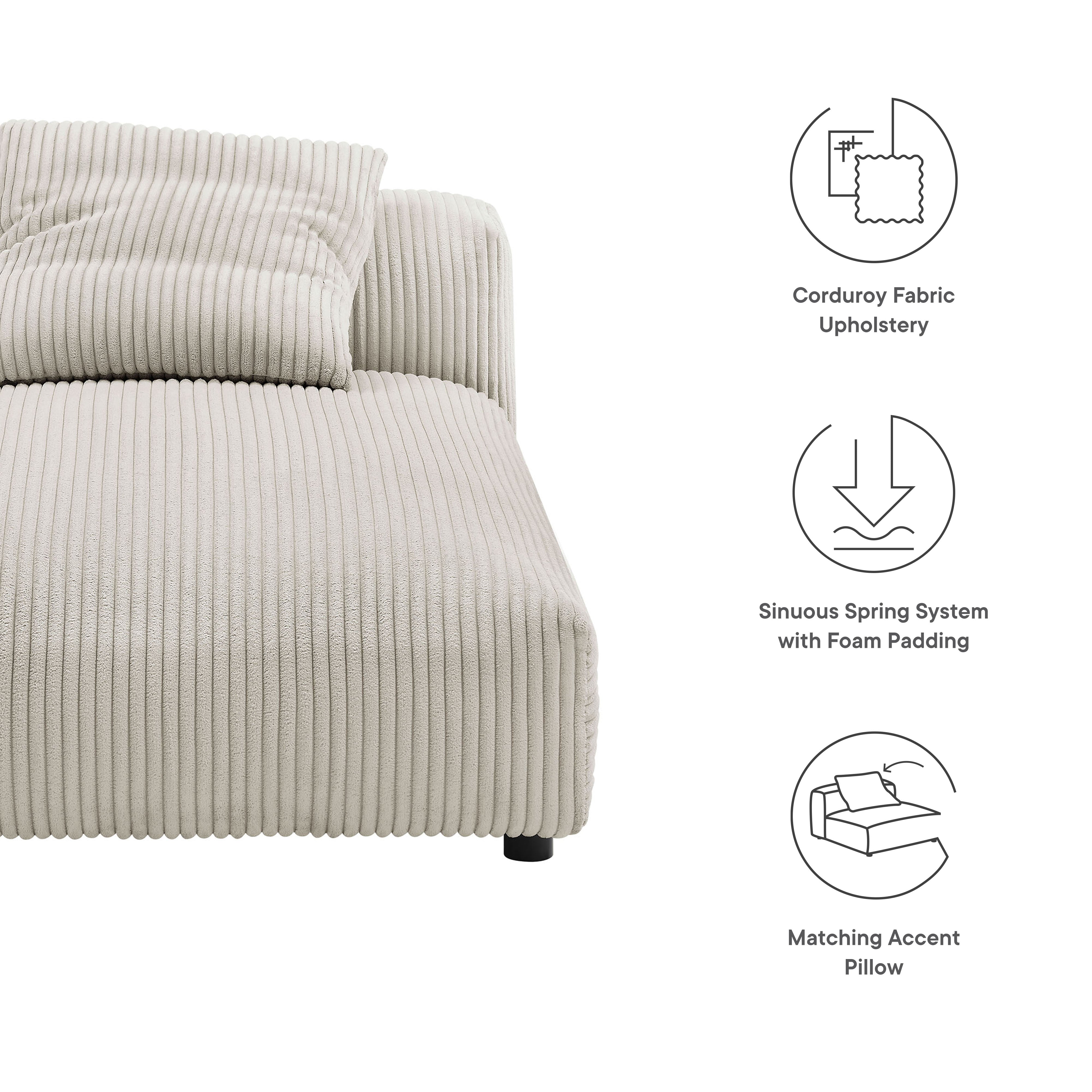 Solace Modular Corduroy Upholstered Armless Chaise Lounge by Modway - Best Buy Furniture