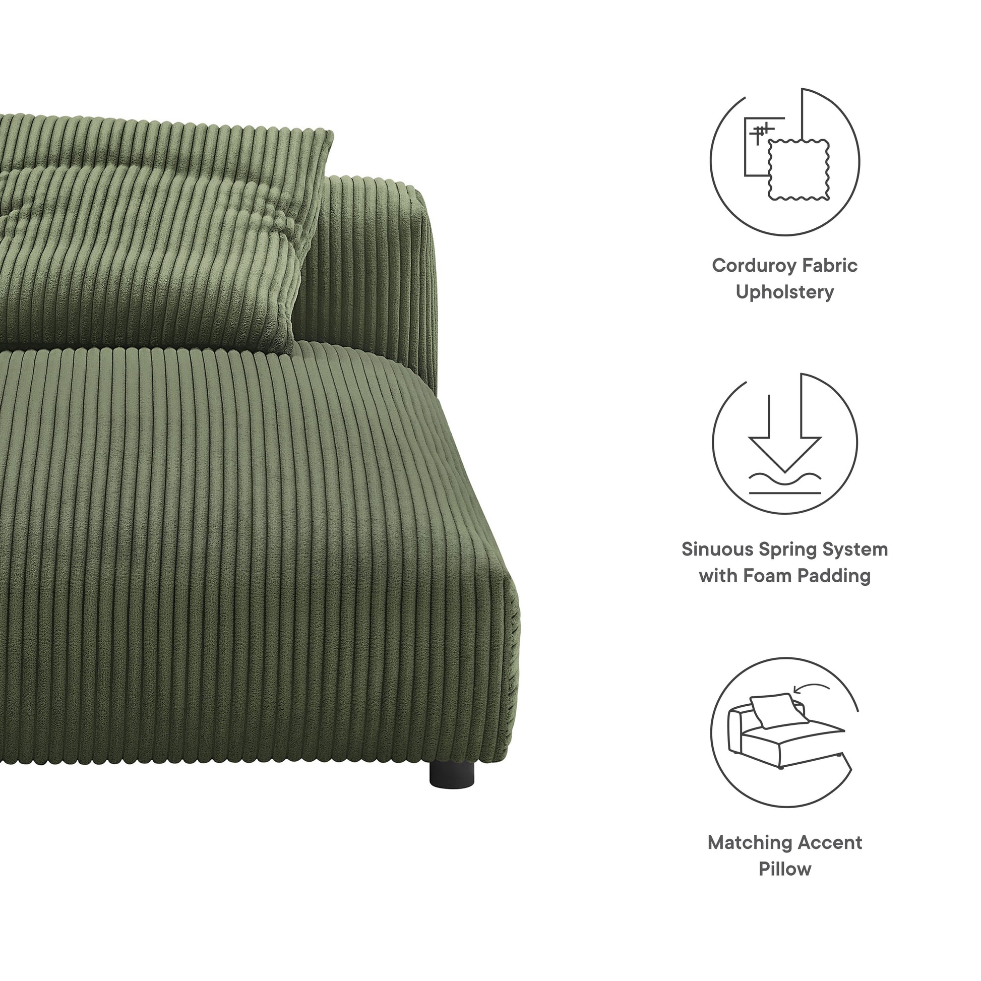 Solace Modular Corduroy Upholstered Armless Chaise Lounge by Modway - Best Buy Furniture