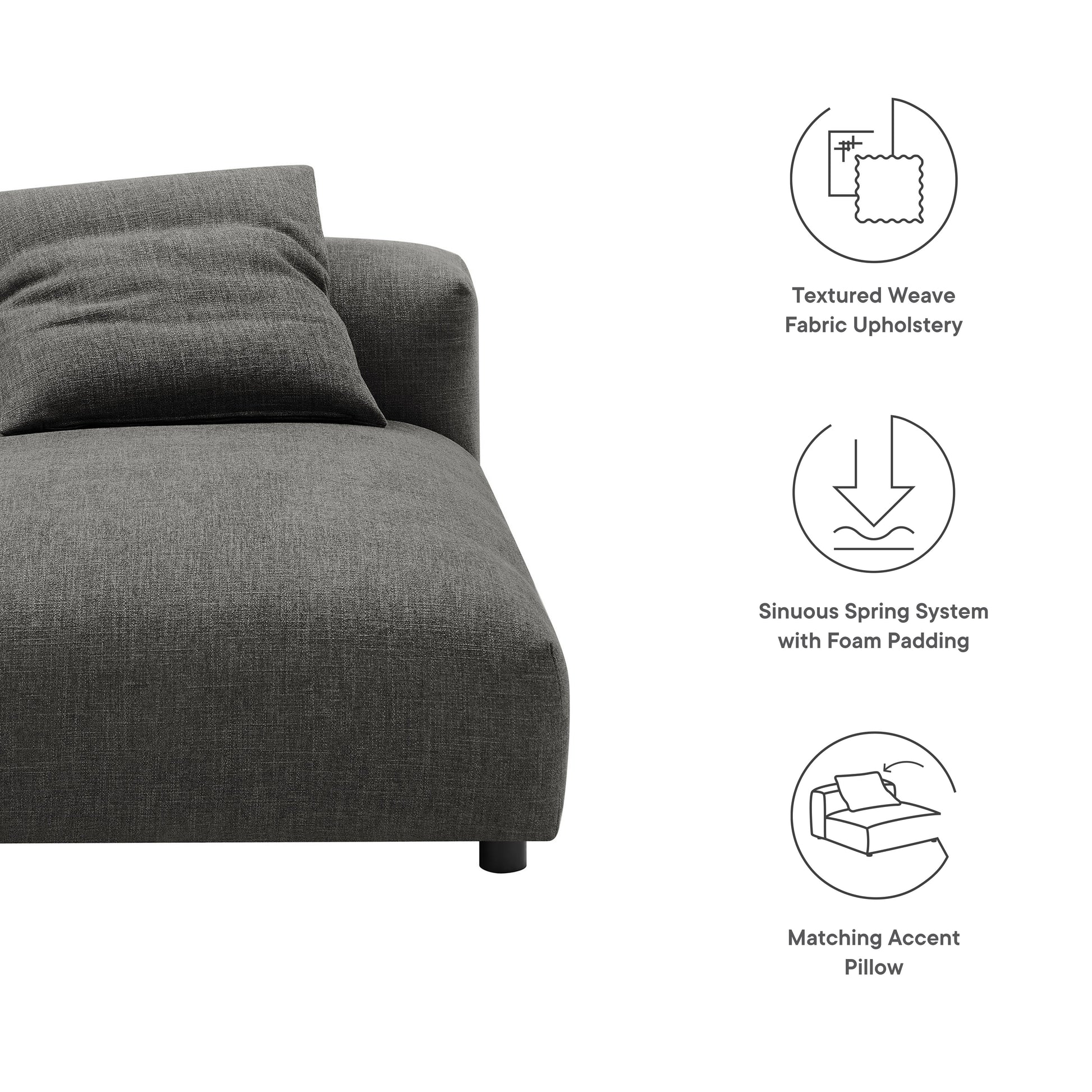 Solace Modular Upholstered Fabric Armless Chaise Lounge by Modway - Best Buy Furniture