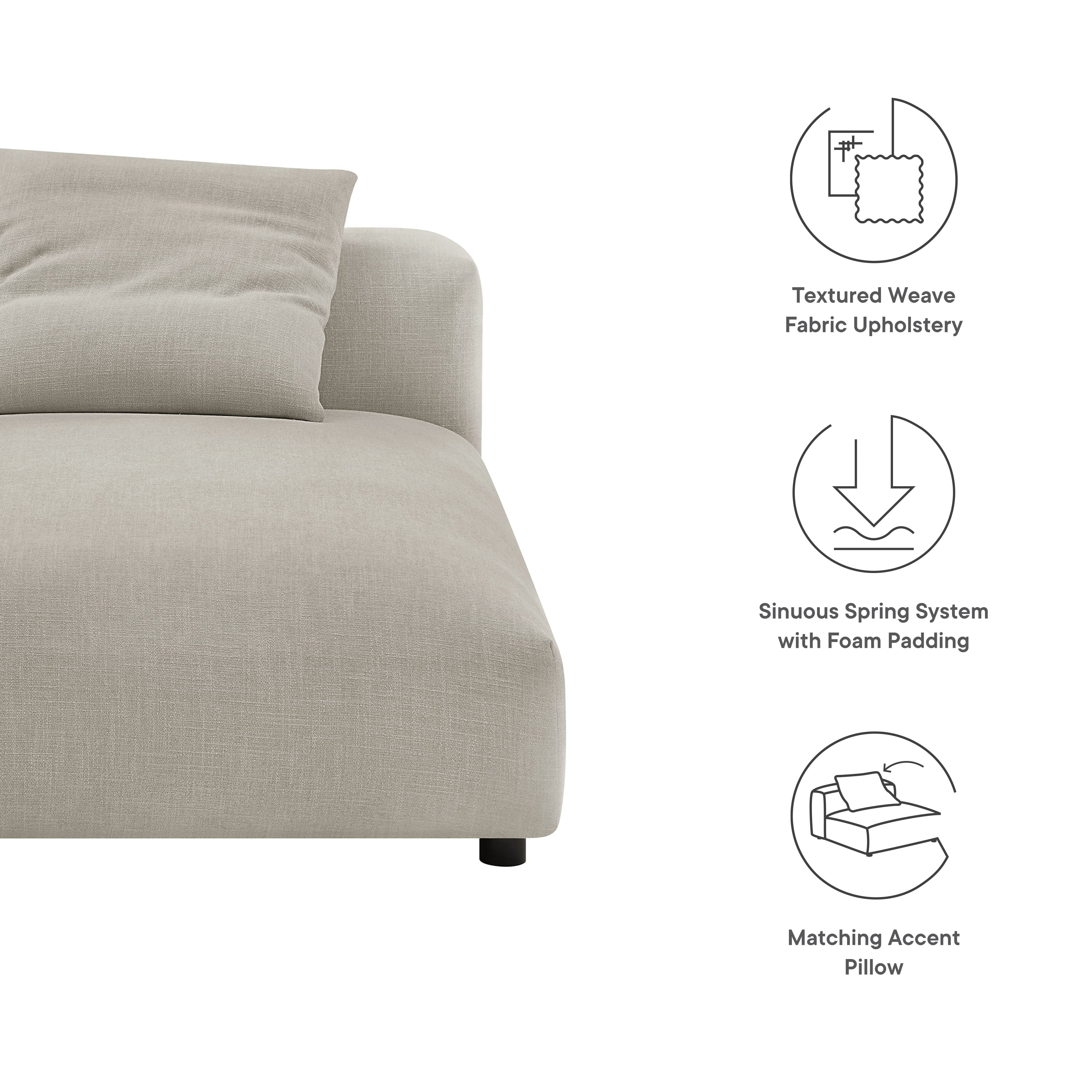 Solace Modular Upholstered Fabric Armless Chaise Lounge by Modway - Best Buy Furniture