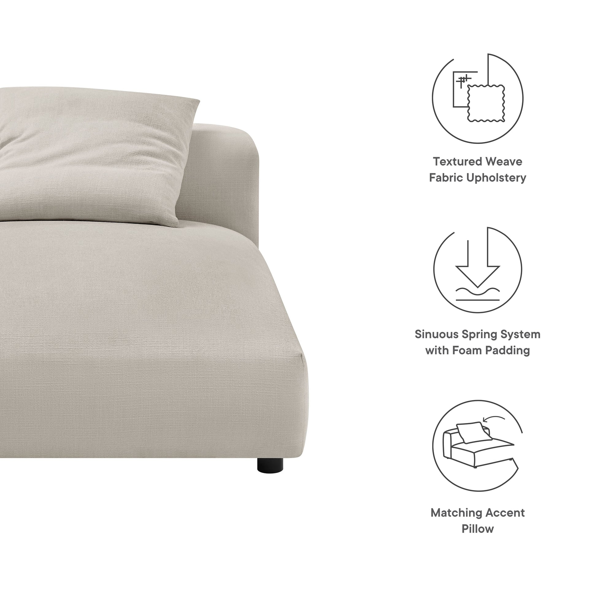 Solace Modular Upholstered Fabric Armless Chaise Lounge by Modway - Best Buy Furniture
