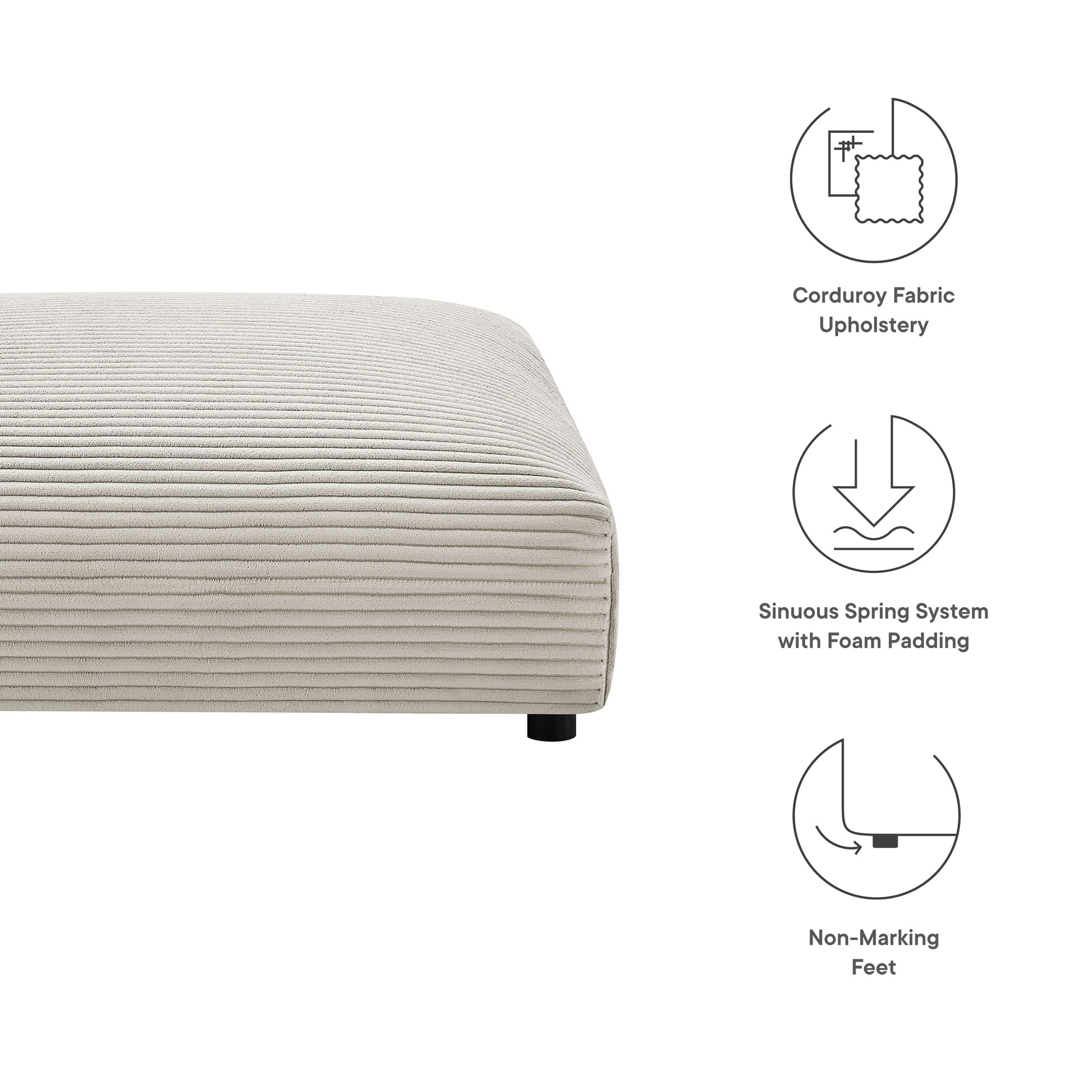 Solace Modular Corduroy Upholstered Ottoman by Modway - Best Buy Furniture