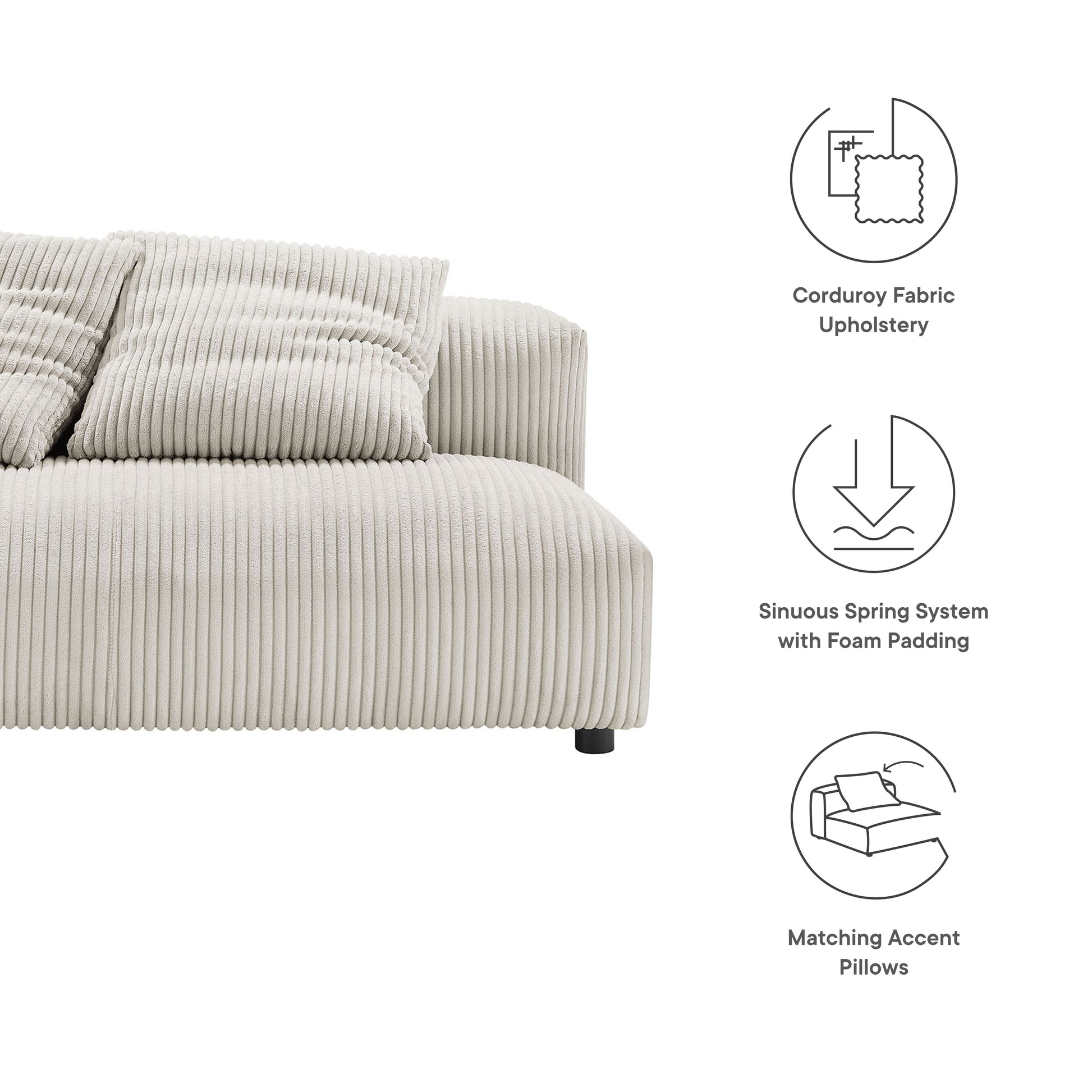 Solace Modular Corduroy Upholstered Armless Loveseat by Modway - Best Buy Furniture
