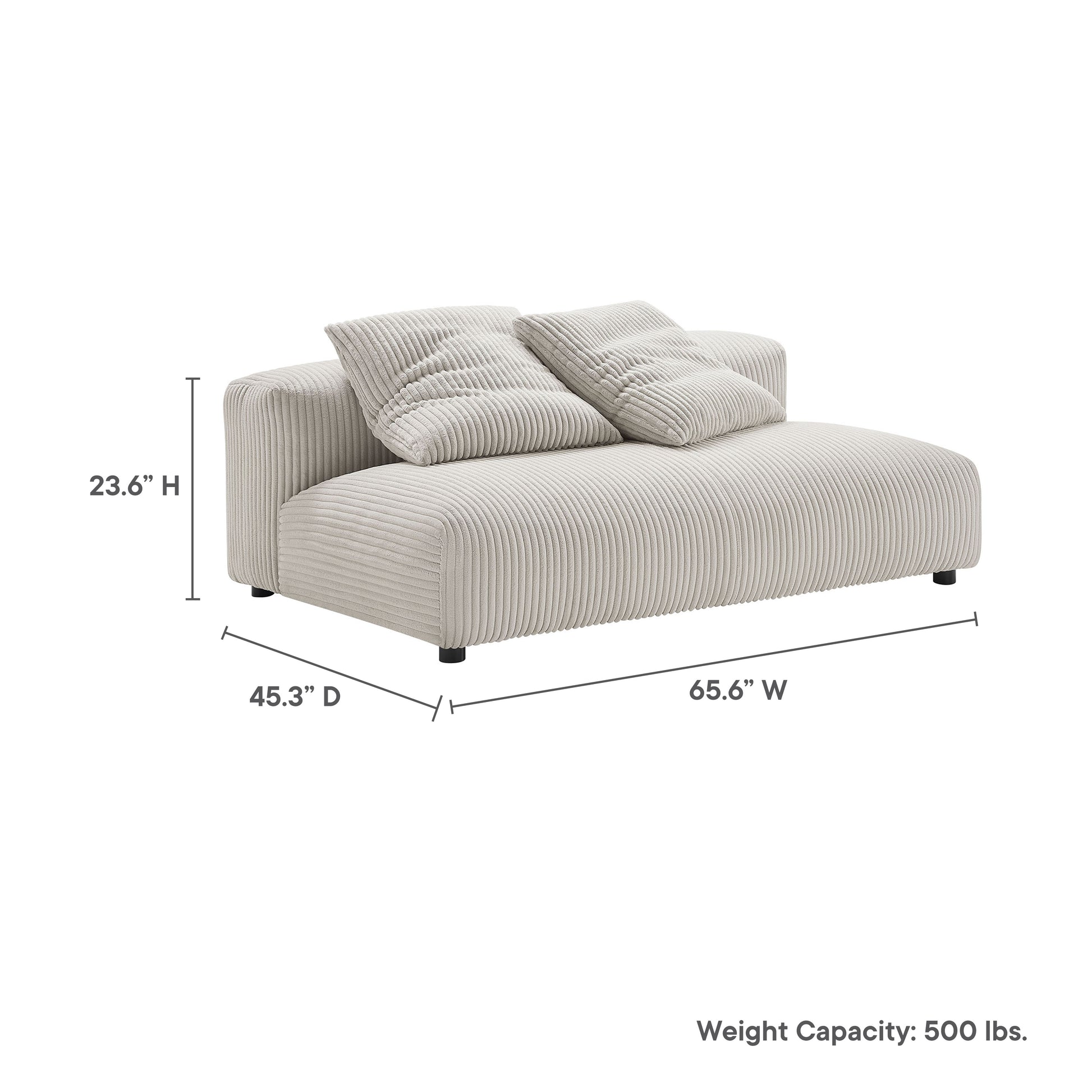 Solace Modular Corduroy Upholstered Armless Loveseat by Modway - Best Buy Furniture