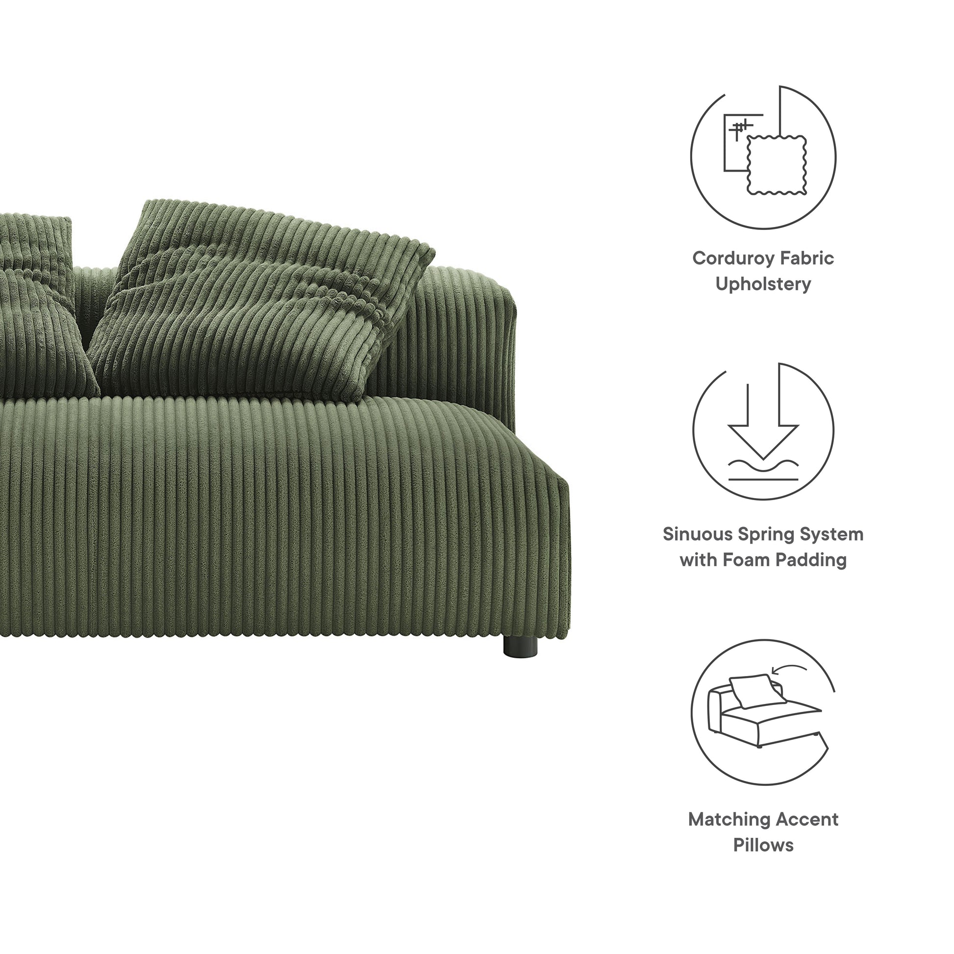 Solace Modular Corduroy Upholstered Armless Loveseat by Modway - Best Buy Furniture