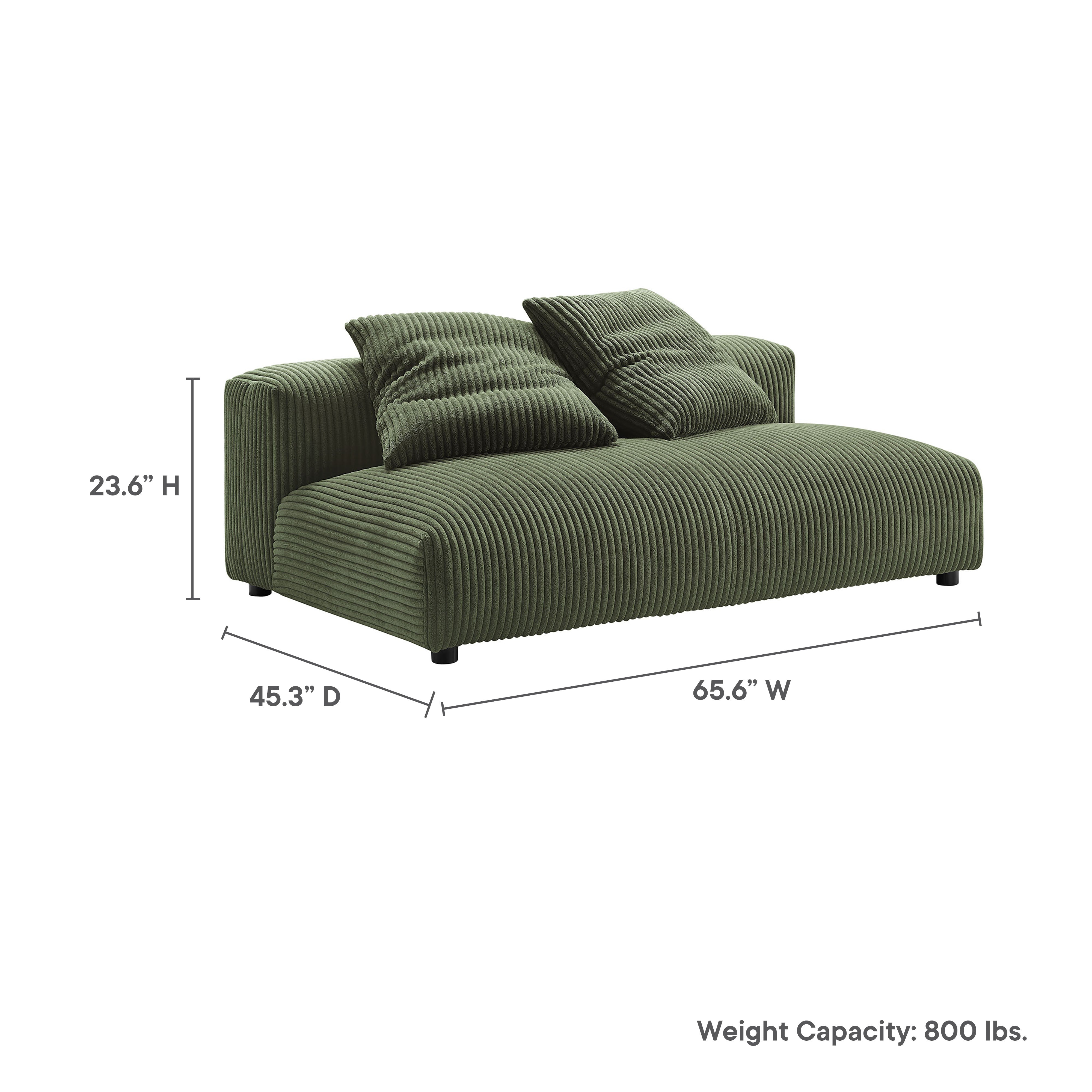 Solace Modular Corduroy Upholstered Armless Loveseat by Modway - Best Buy Furniture